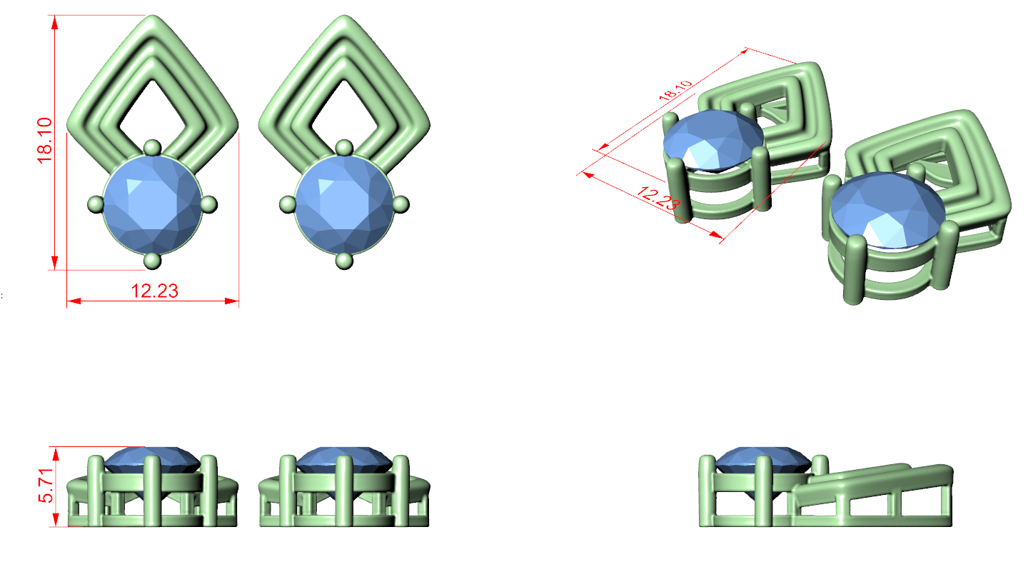 CAD file screenshot — Greek-Key Gallery Round Stud Earrings