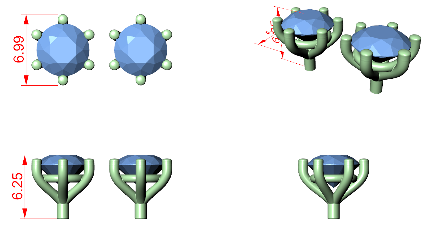 CAD file screenshot — Six-Prong Round Solitaire Stud Earrings