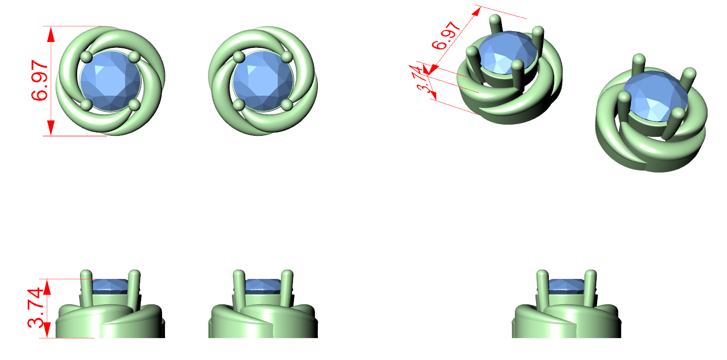 CAD file screenshot — Love Knot Round Stud Earrings