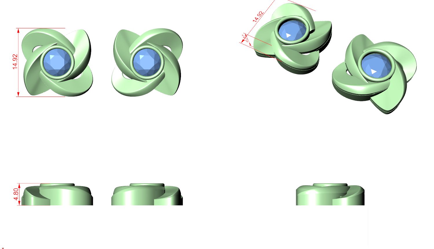 CAD file screenshot — Blooming Petal Bezel Stud Earrings