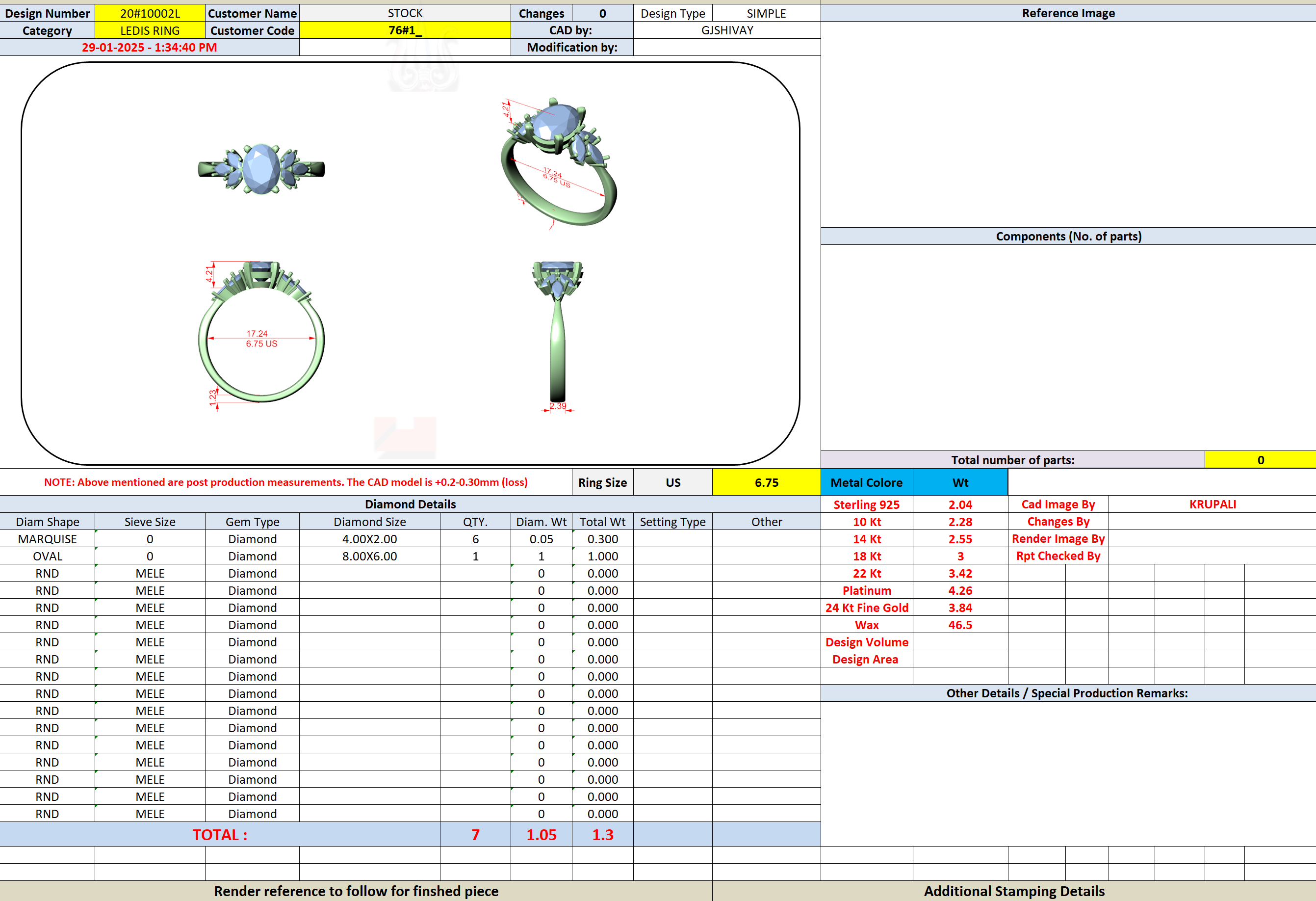 CAD file screenshot — Oval Marquise-Cluster Accent Ring