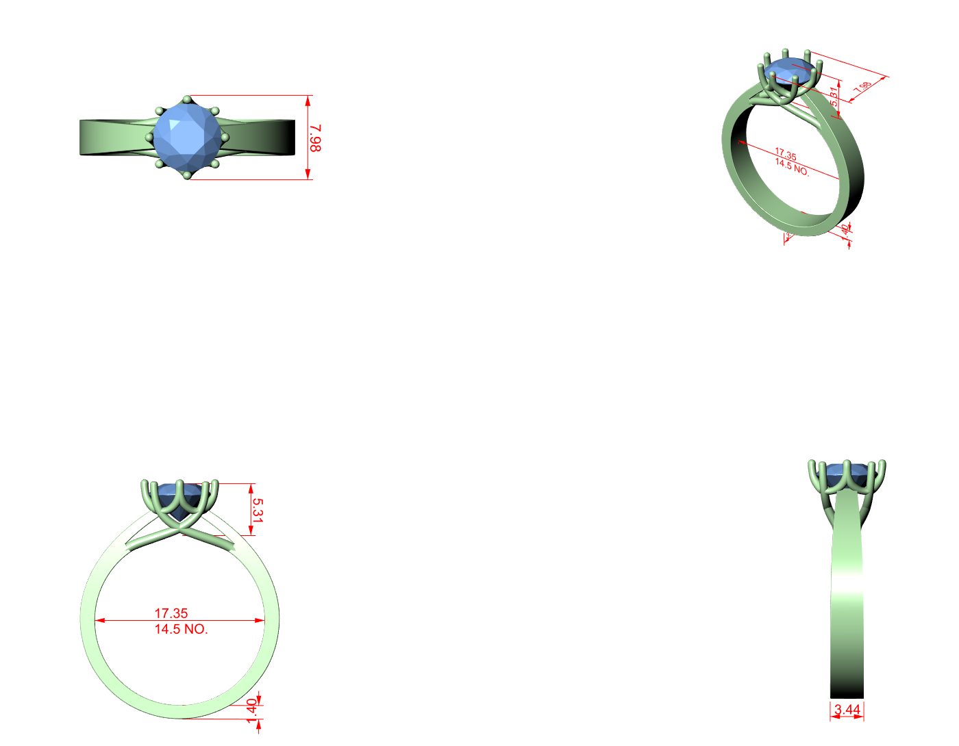 CAD file screenshot — Round Six-Prong Solitaire Ring
