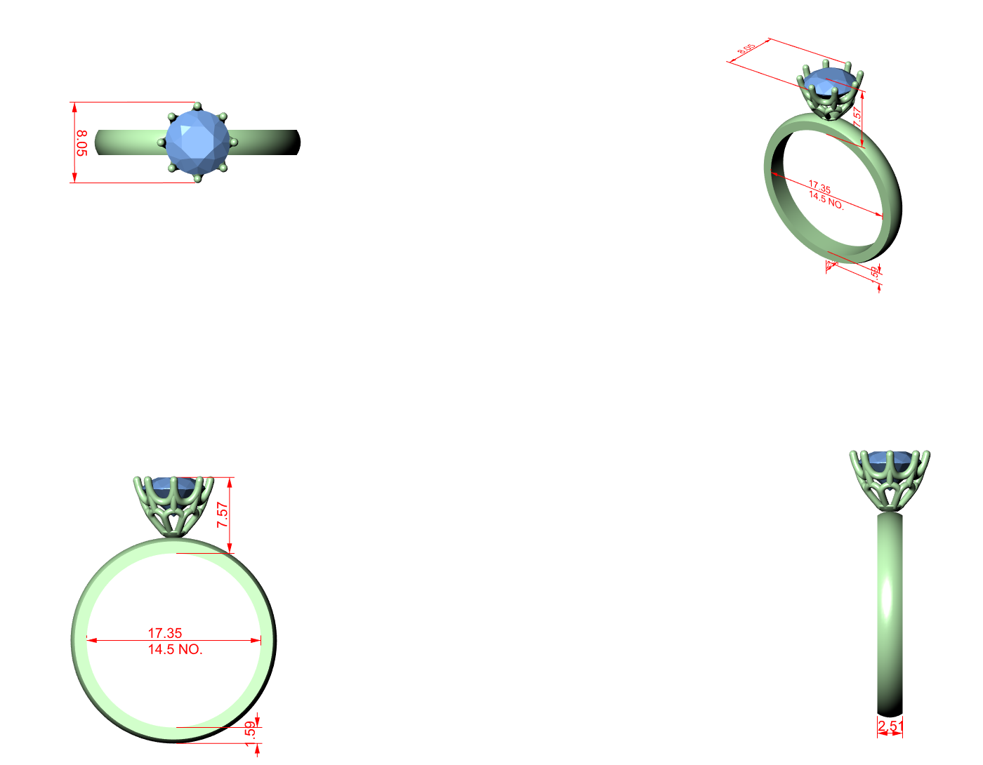 CAD file screenshot — Round Crown-Basket Solitaire Ring