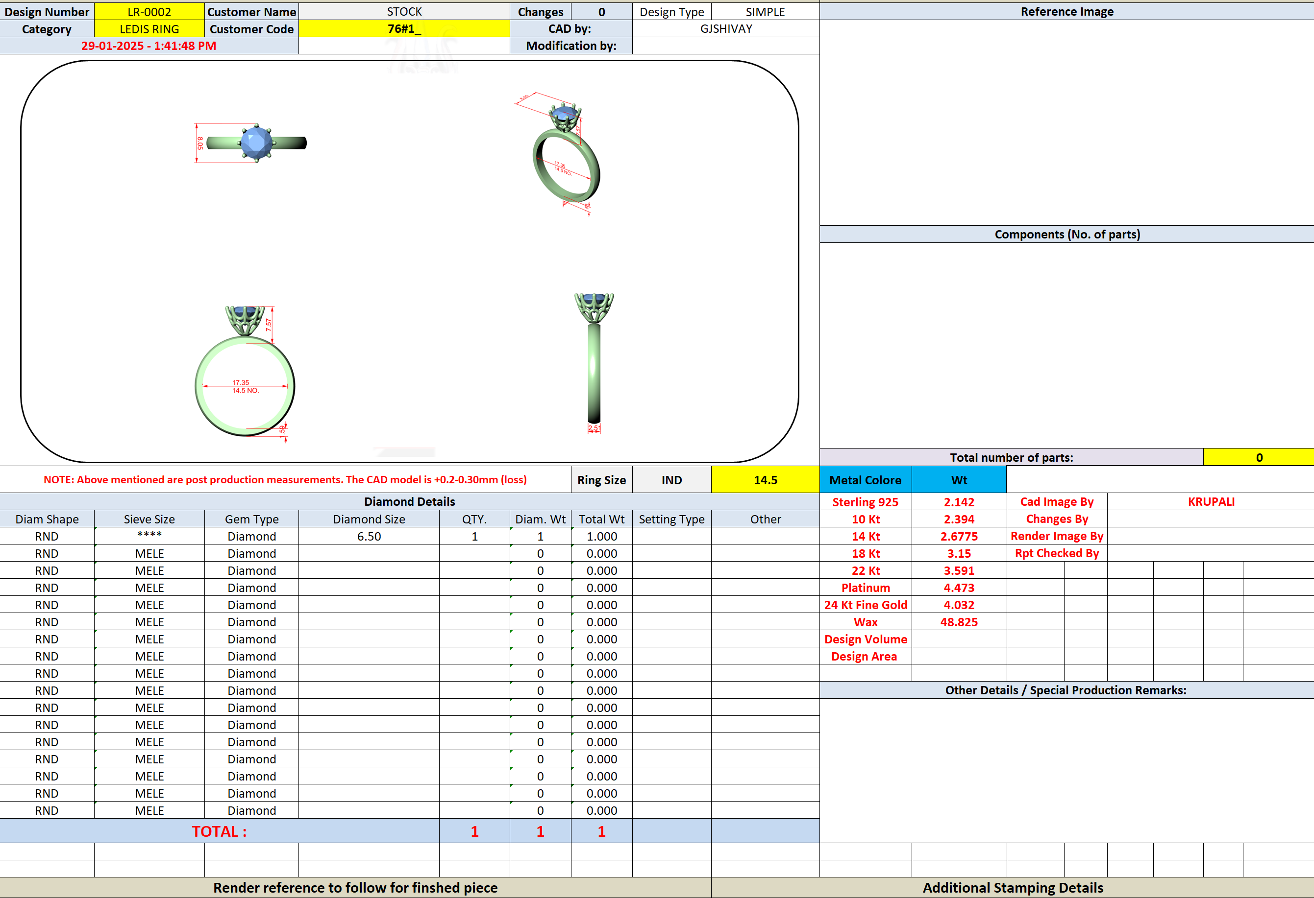 CAD file screenshot — Round Crown-Basket Solitaire Ring