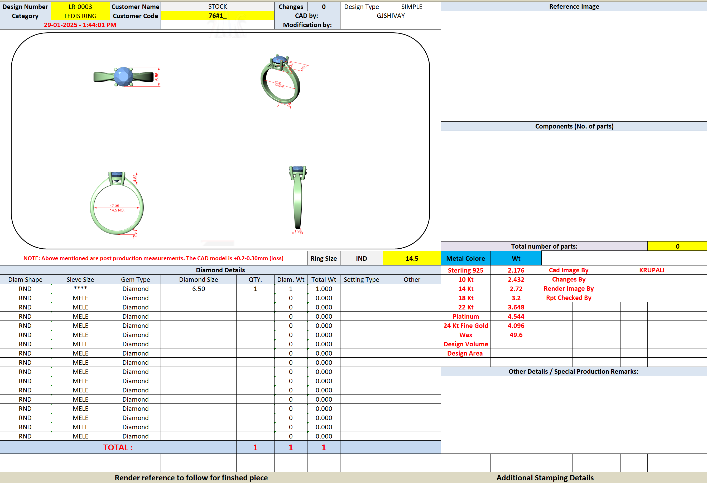 CAD file screenshot — Round Four-Prong Cathedral Solitaire Ring