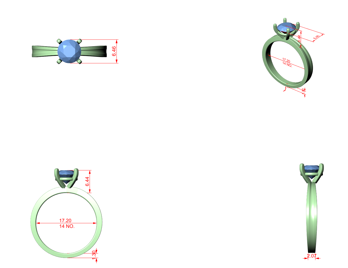 CAD file screenshot — Round Solitaire Grooved-Band Ring