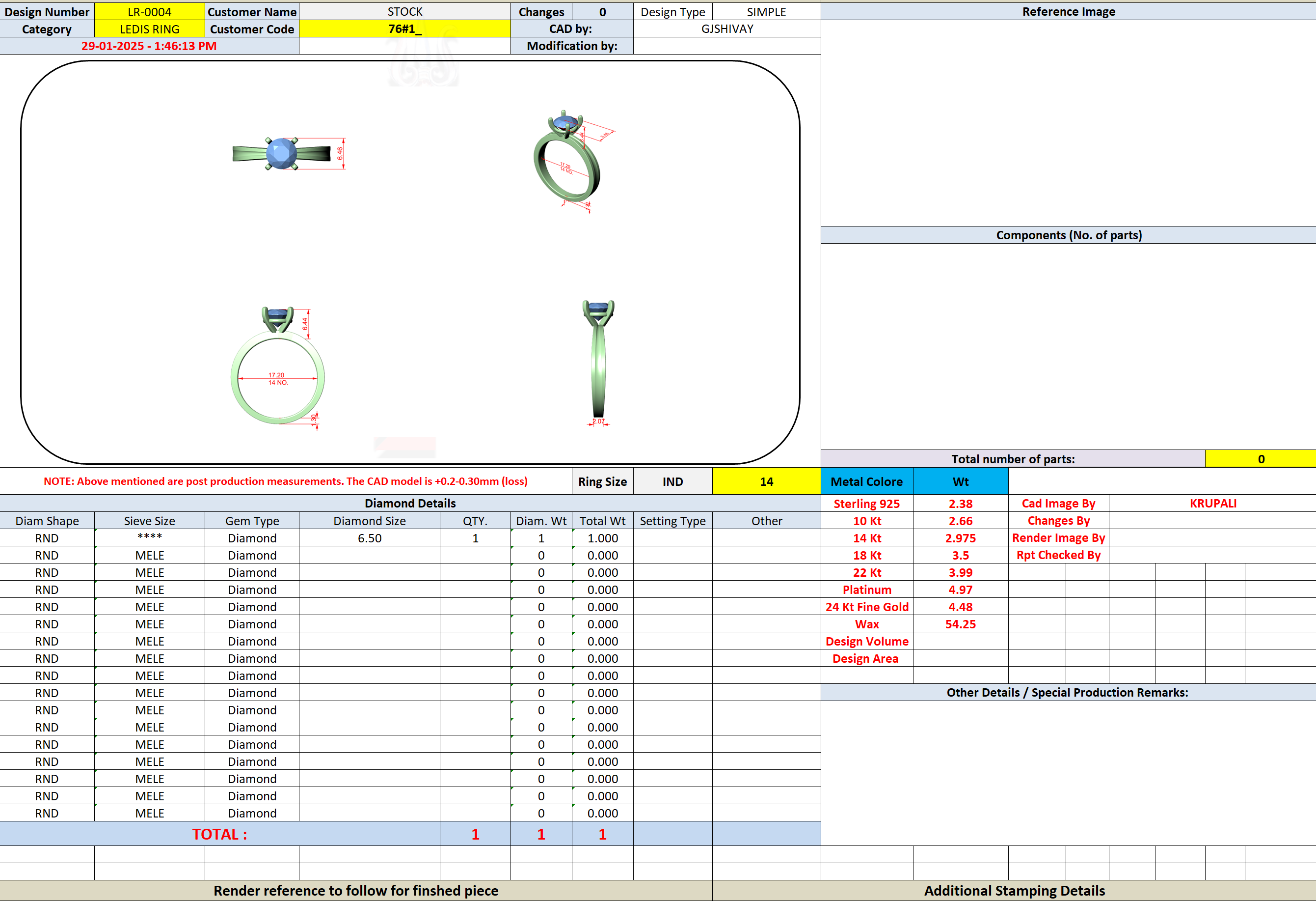 CAD file screenshot — Round Solitaire Grooved-Band Ring