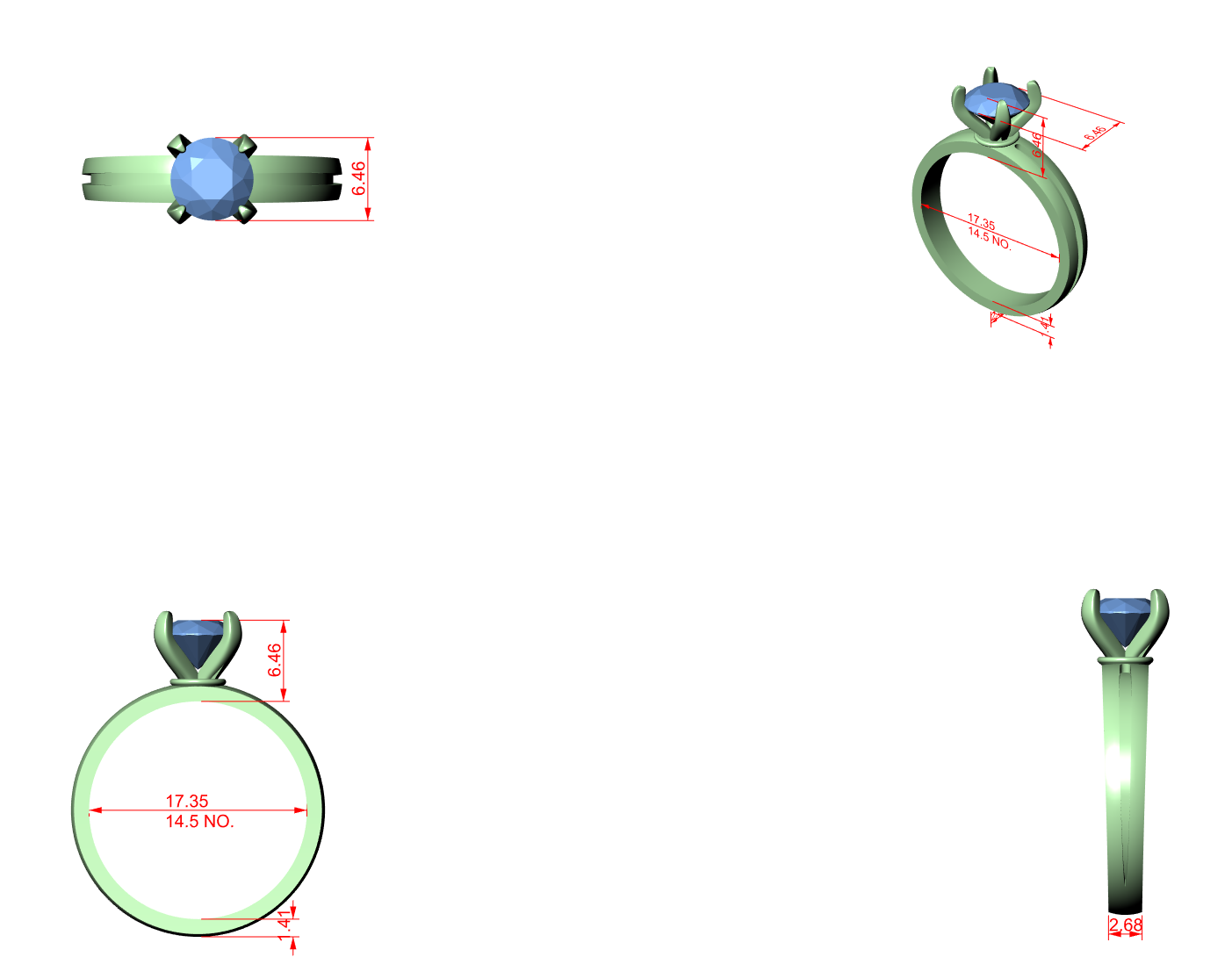 CAD file screenshot — Round Solitaire Twin-Ridge Band Ring