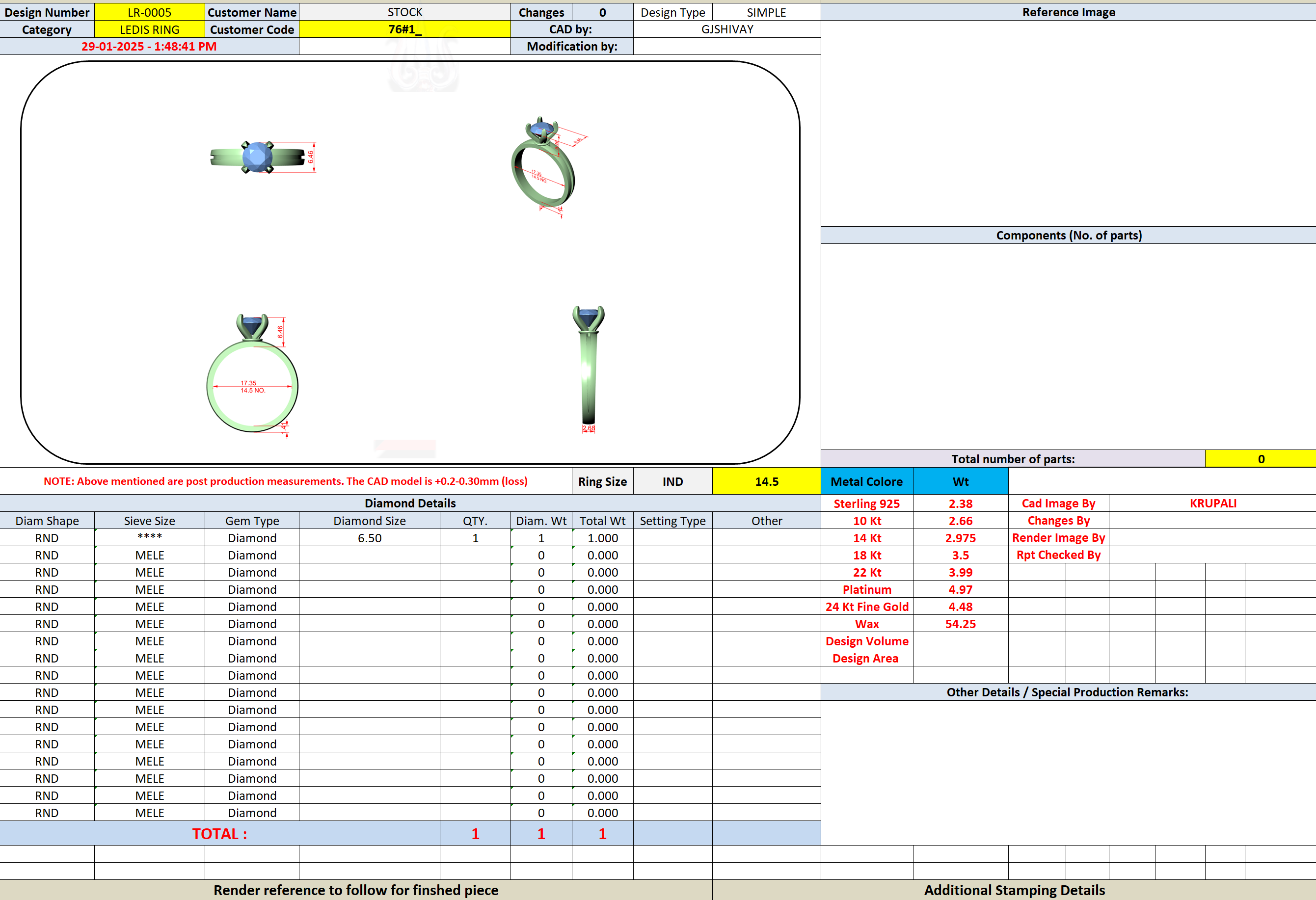 CAD file screenshot — Round Solitaire Twin-Ridge Band Ring