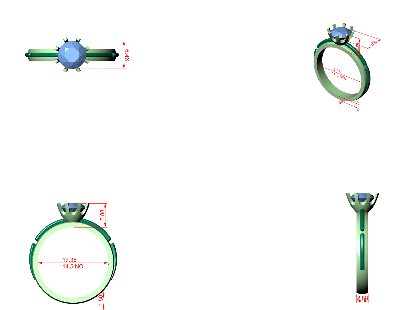 CAD file screenshot — Round Solitaire Sculpted-Station Band Ring