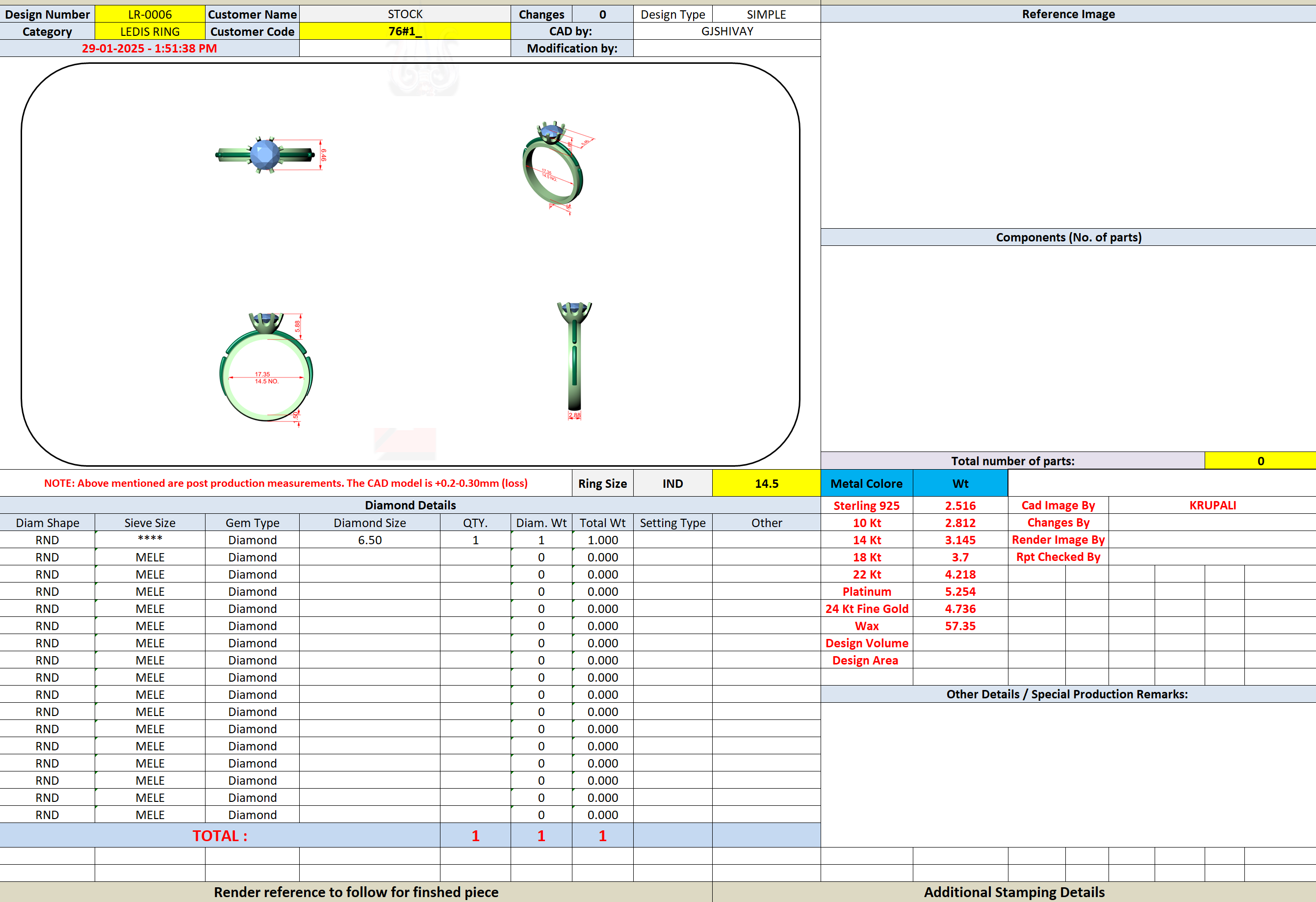 CAD file screenshot — Round Solitaire Sculpted-Station Band Ring