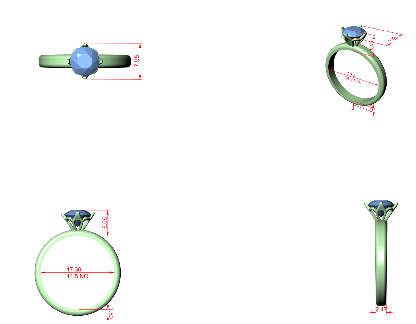 CAD file screenshot — Round Solitaire Knife-Edge Ring