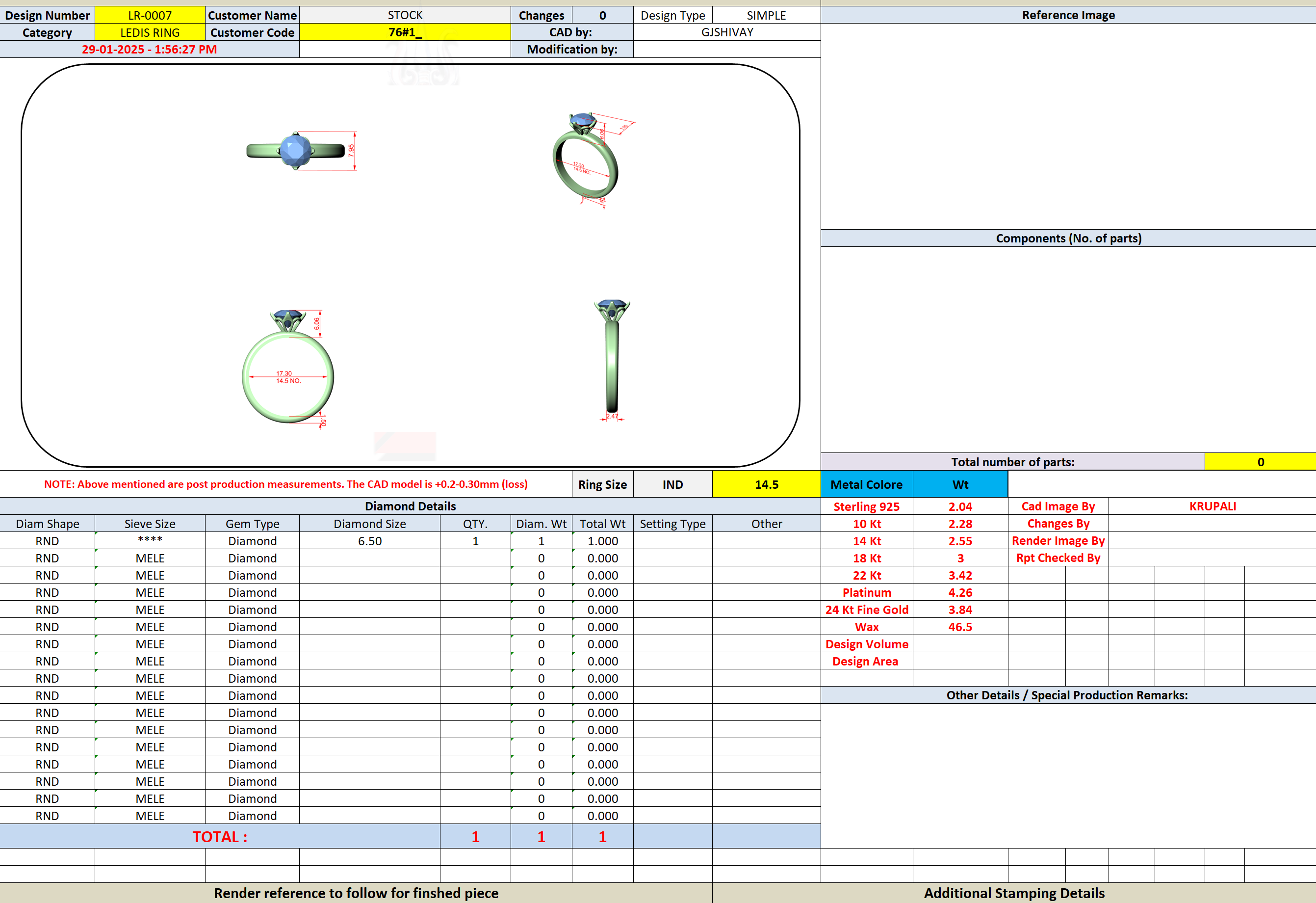 CAD file screenshot — Round Solitaire Knife-Edge Ring