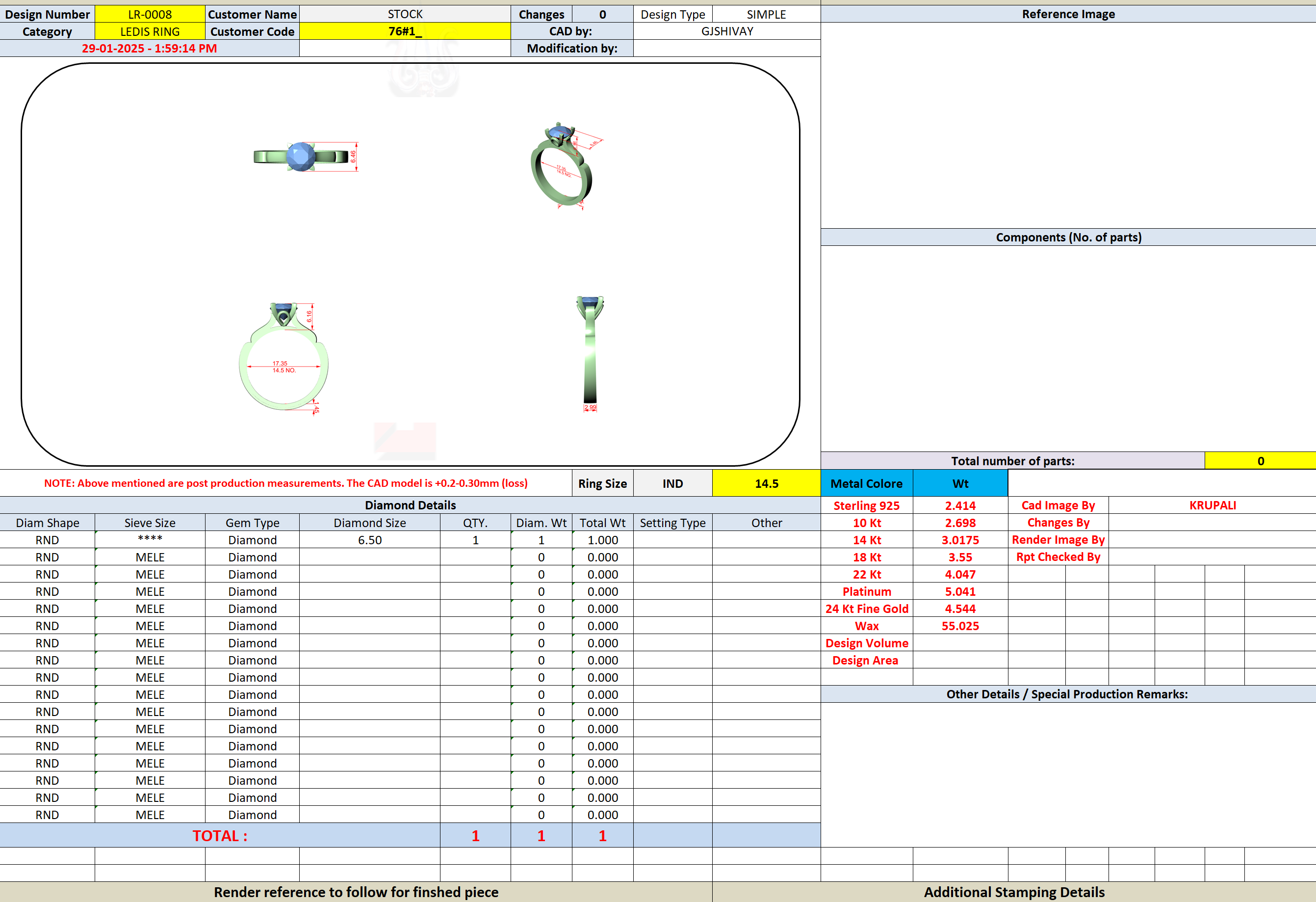 CAD file screenshot — Round Compass-Prong Scroll Solitaire Ring