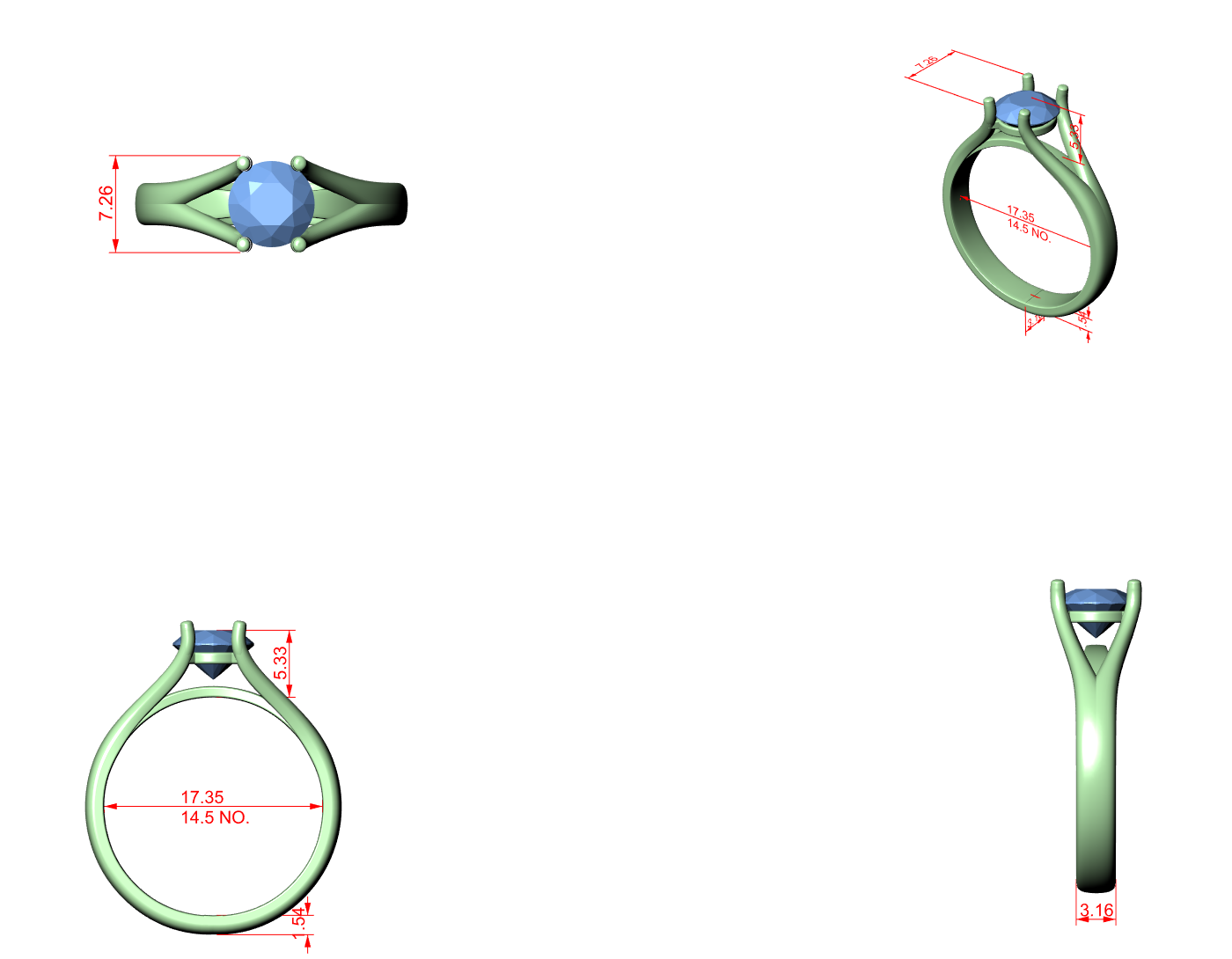 CAD file screenshot — Round Trellis Split-Shank Solitaire Ring