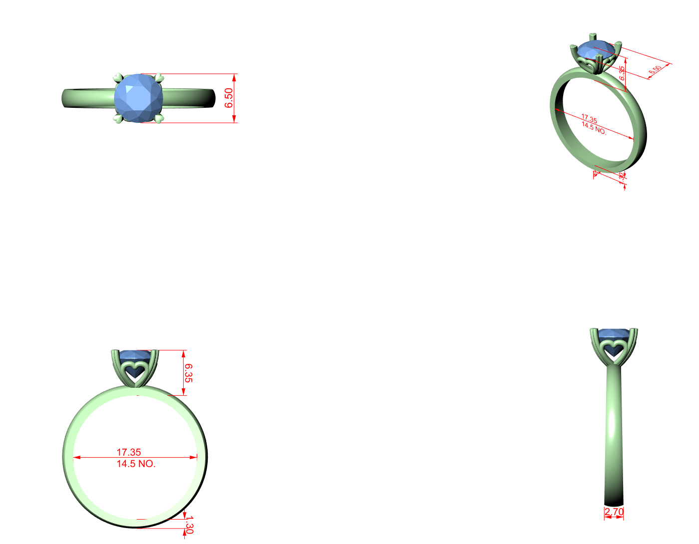 CAD file screenshot — Round Six-Prong Tapered Solitaire Ring