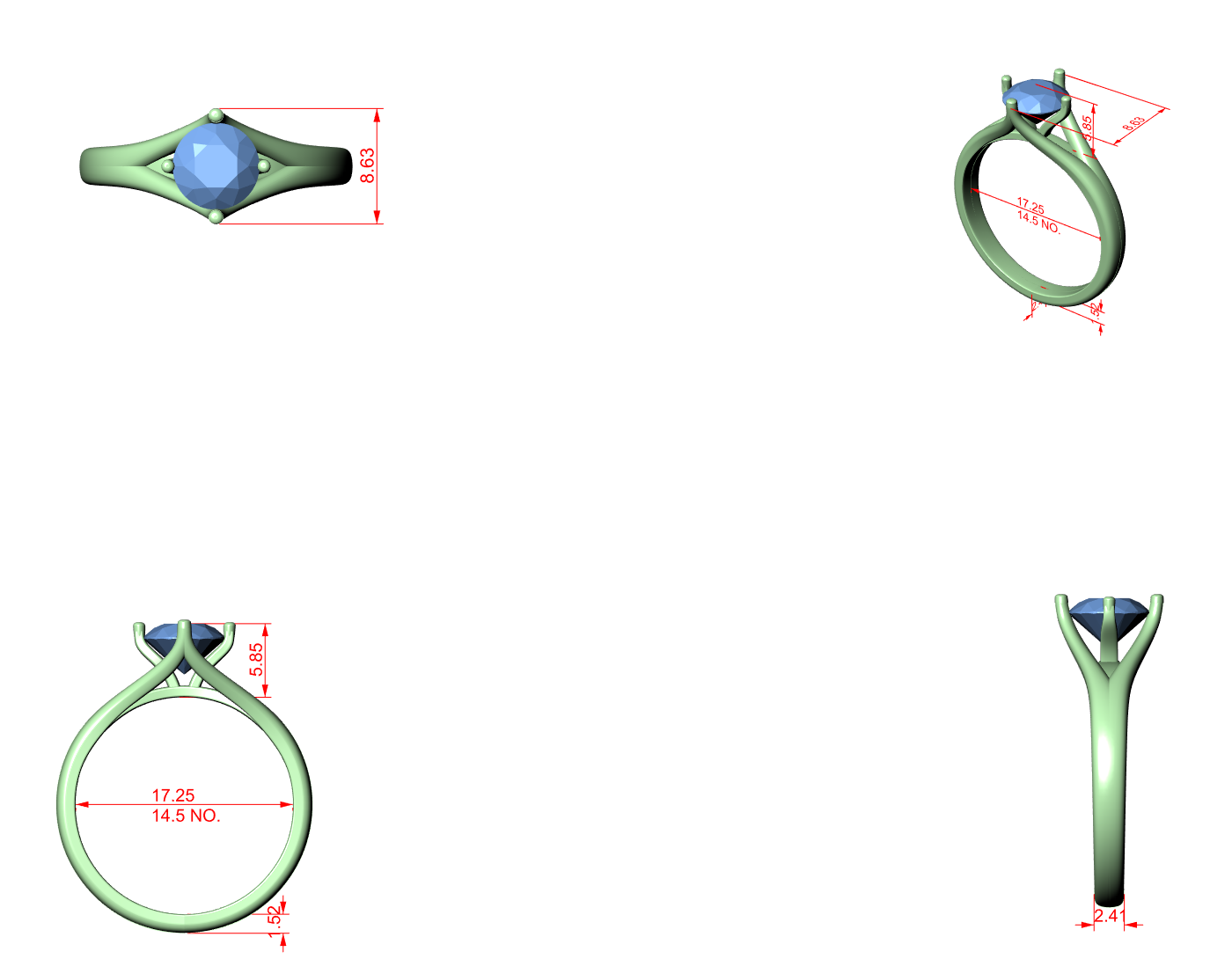 CAD file screenshot — Round Crossover Split-Shank Solitaire Ring