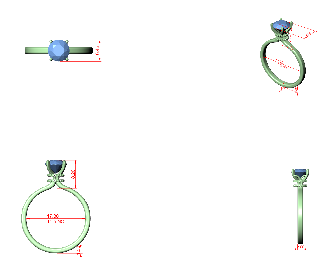 CAD file screenshot — Round Beaded-Collar Solitaire Ring