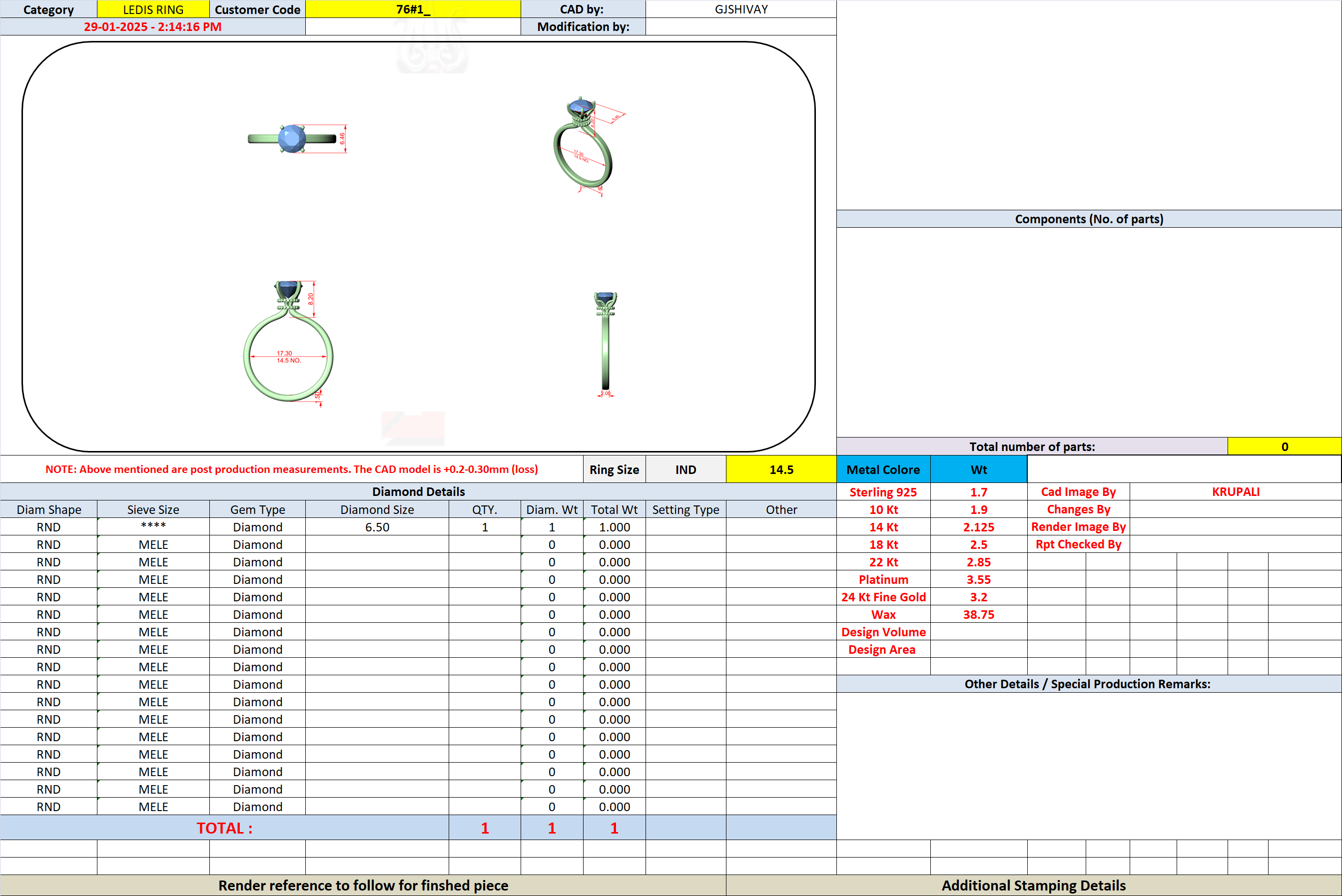 CAD file screenshot — Round Beaded-Collar Solitaire Ring