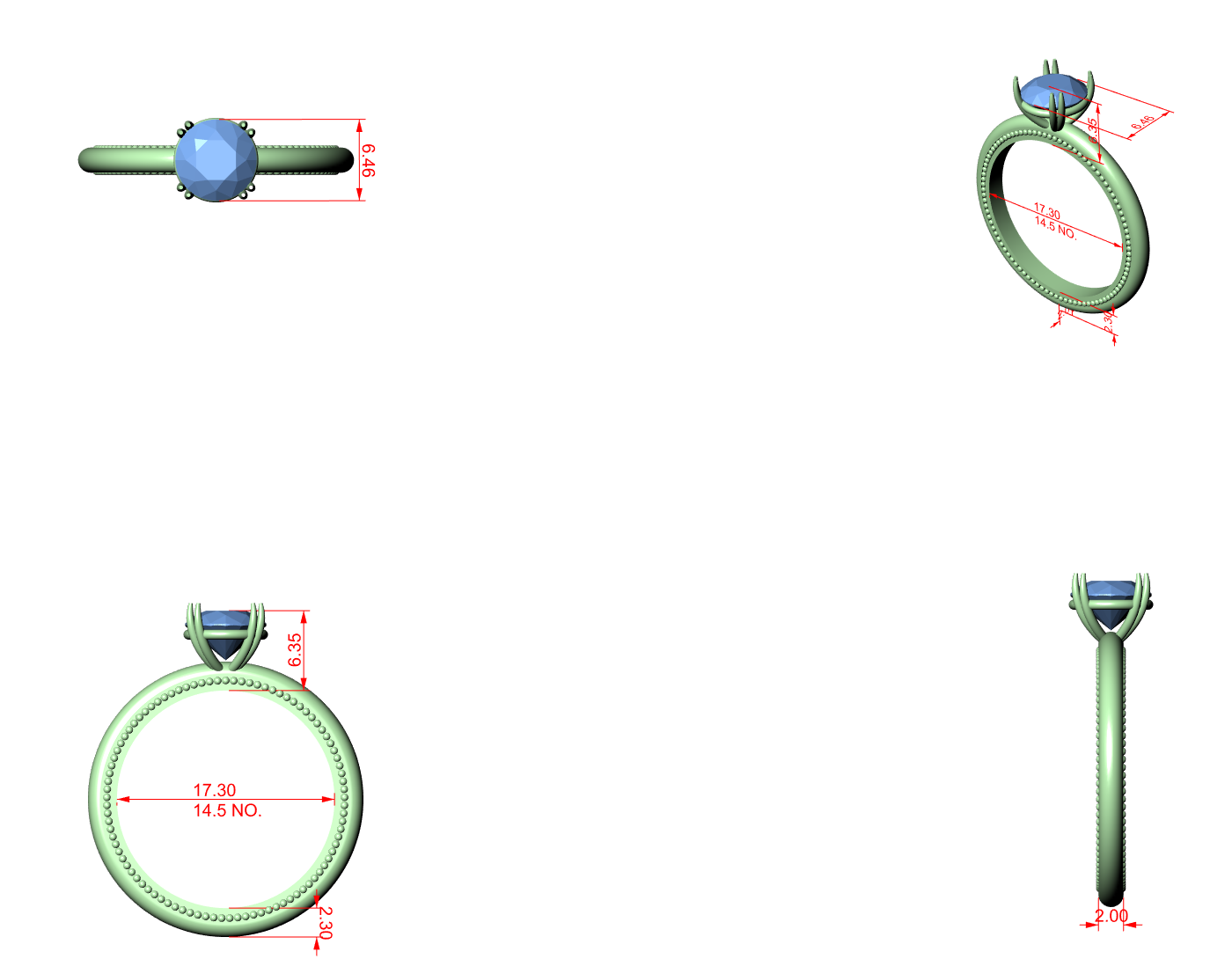 CAD file screenshot — Round Solitaire Milgrain-Edge Ring