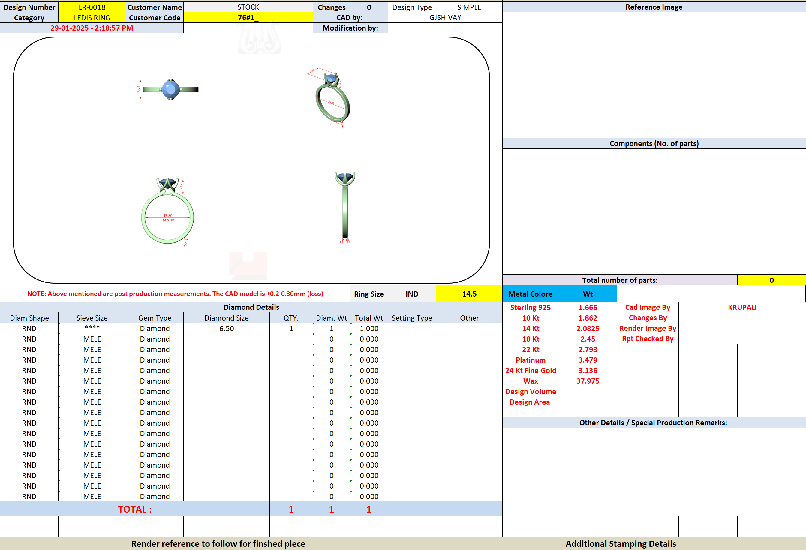 CAD file screenshot — Round Claw-Prong Petite Solitaire Ring