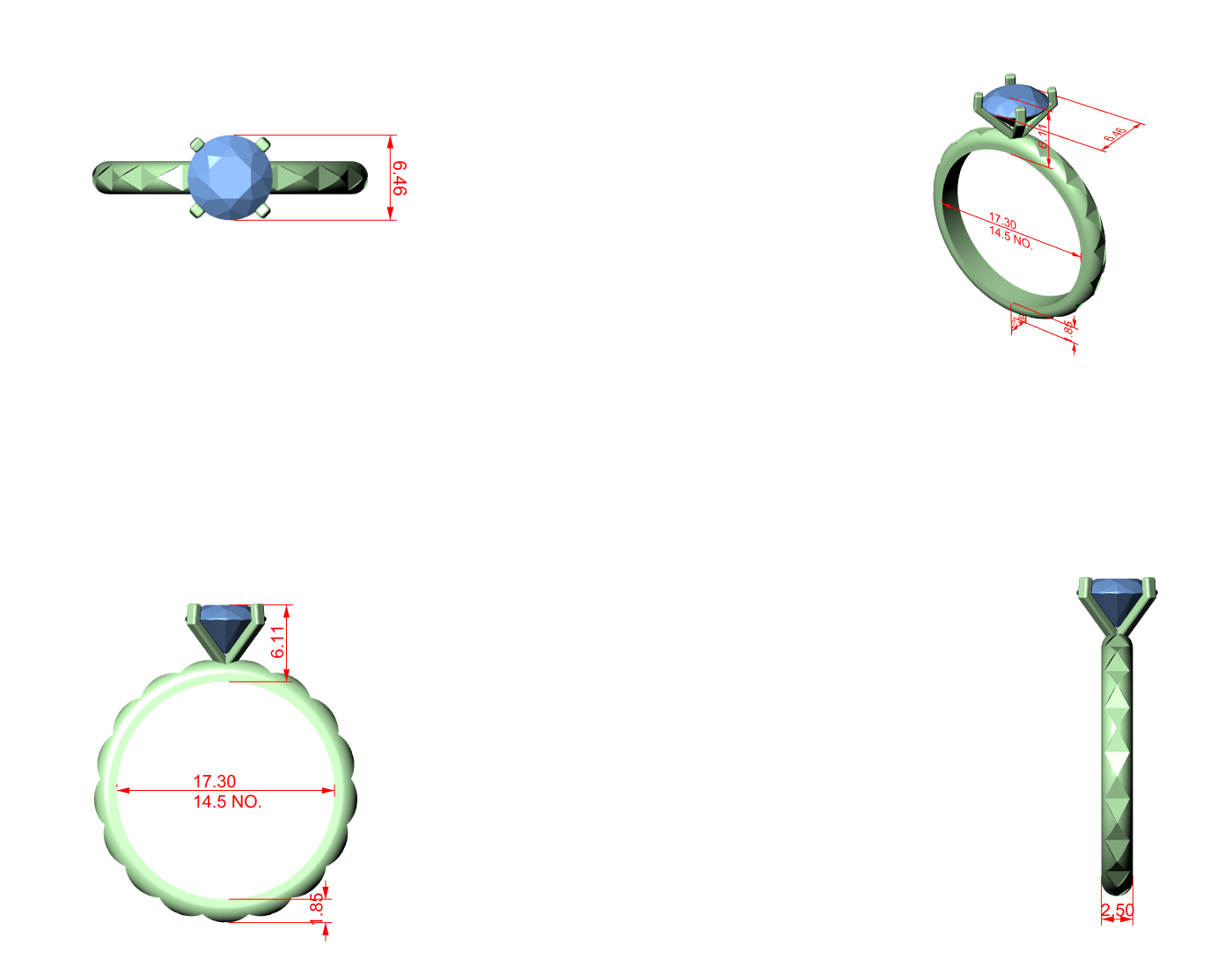 CAD file screenshot — Round Solitaire Quilted-Texture Band Ring