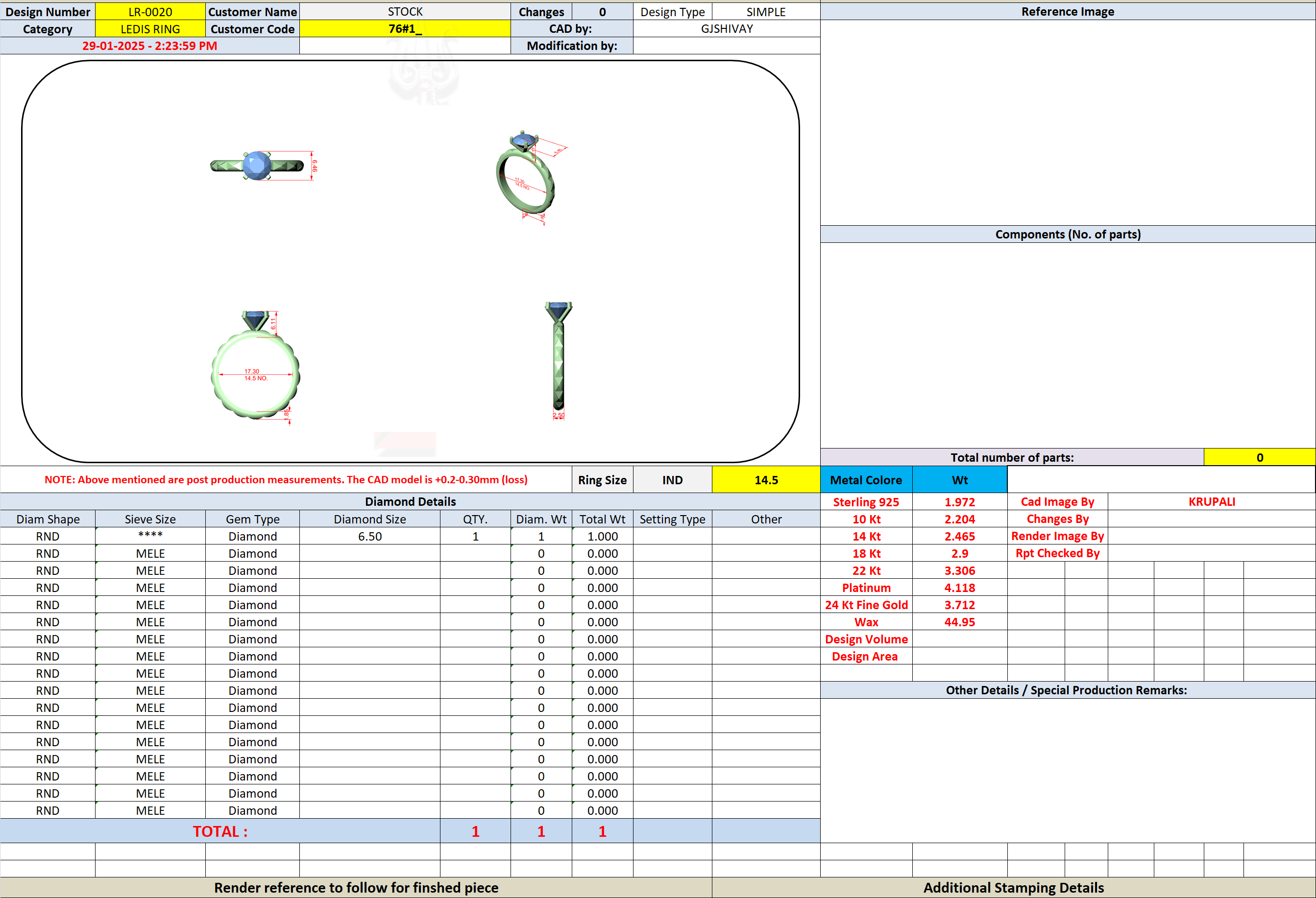 CAD file screenshot — Round Solitaire Quilted-Texture Band Ring