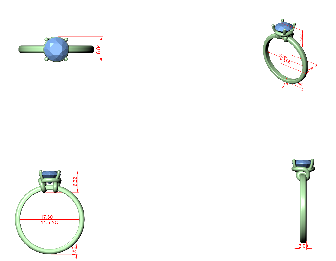 CAD file screenshot — Round Four-Prong Whisper-Band Solitaire Ring