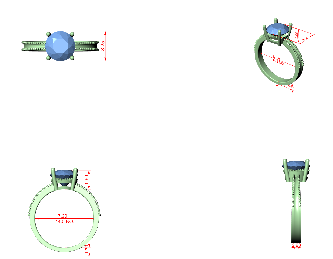 CAD file screenshot — Round Solitaire Beaded-Shoulder Ring