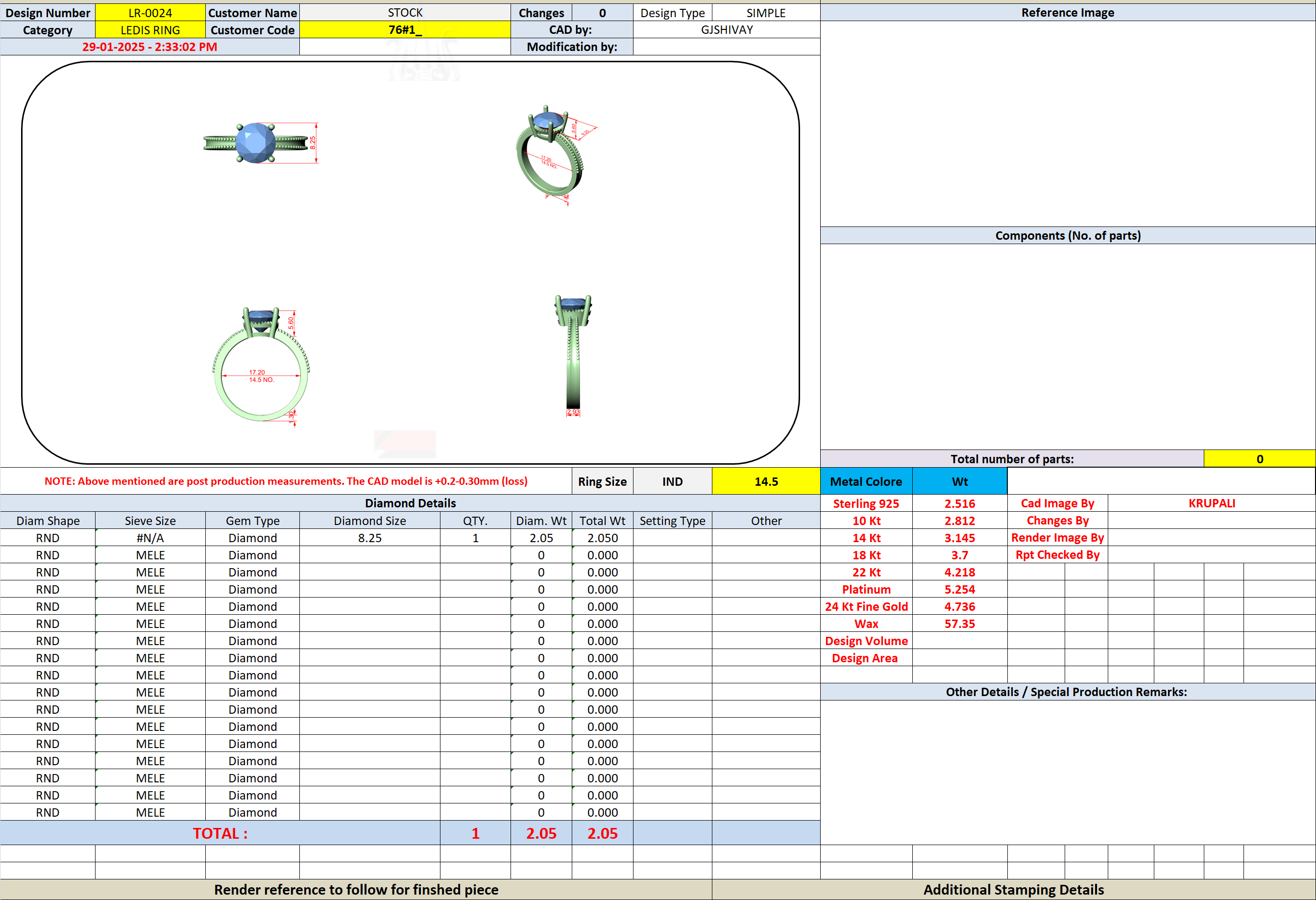 CAD file screenshot — Round Solitaire Beaded-Shoulder Ring