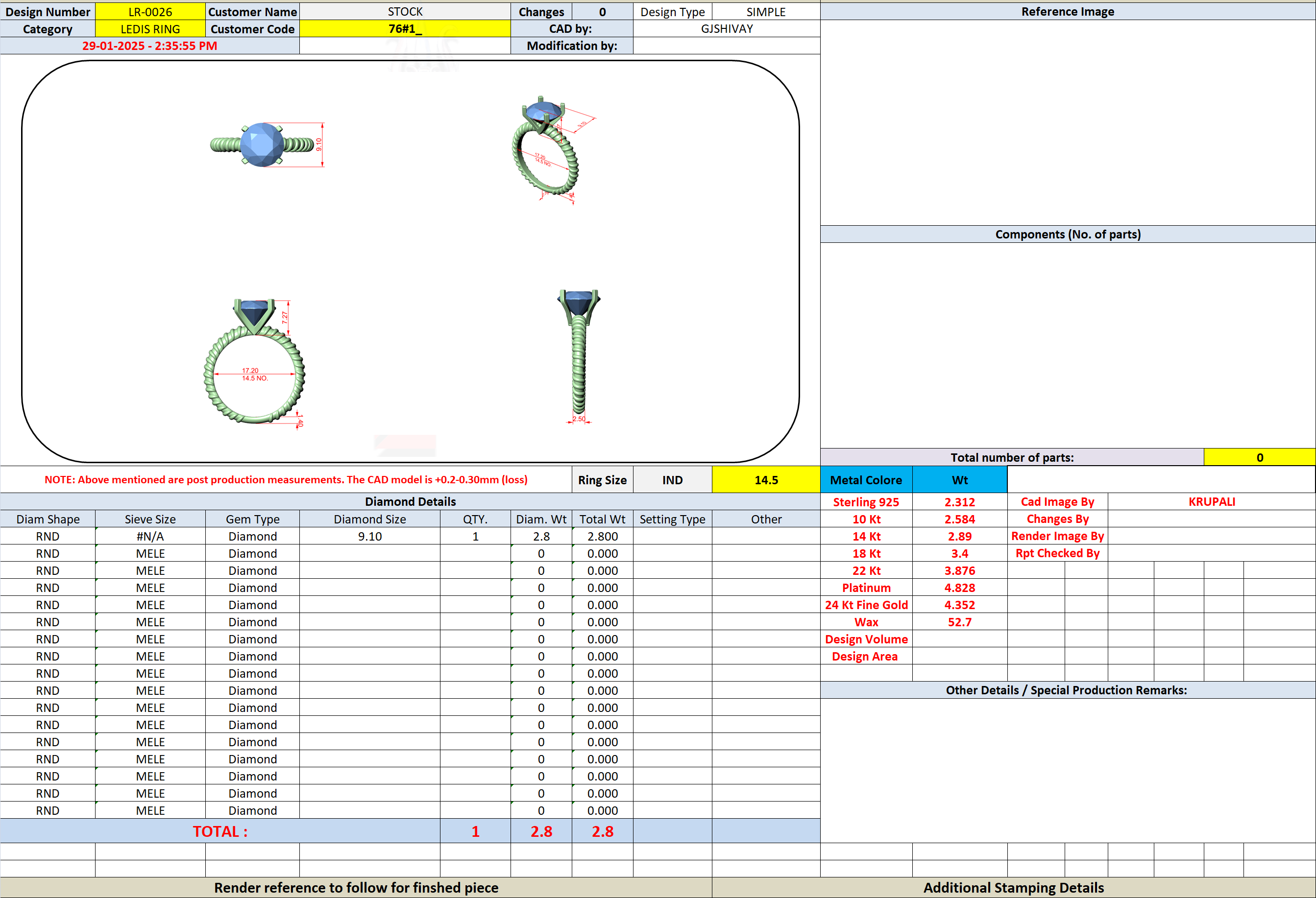CAD file screenshot — Round Solitaire Coiled-Rope Band Ring