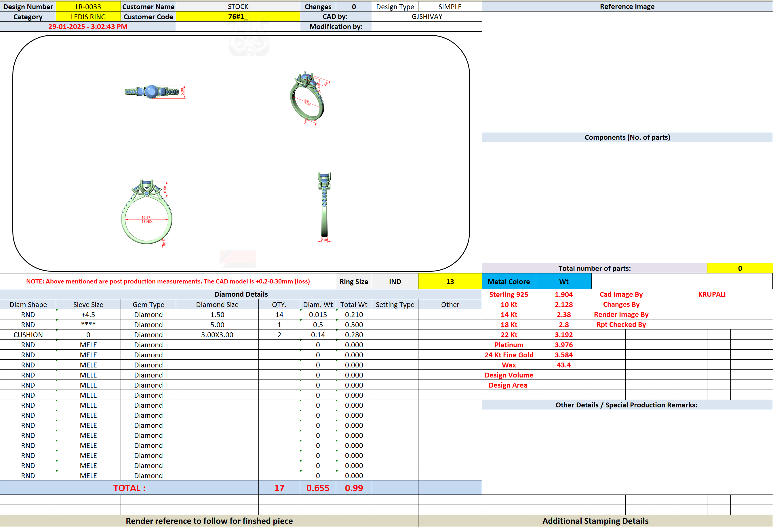 CAD file screenshot — Round Three Stone Pave Shoulder Ring