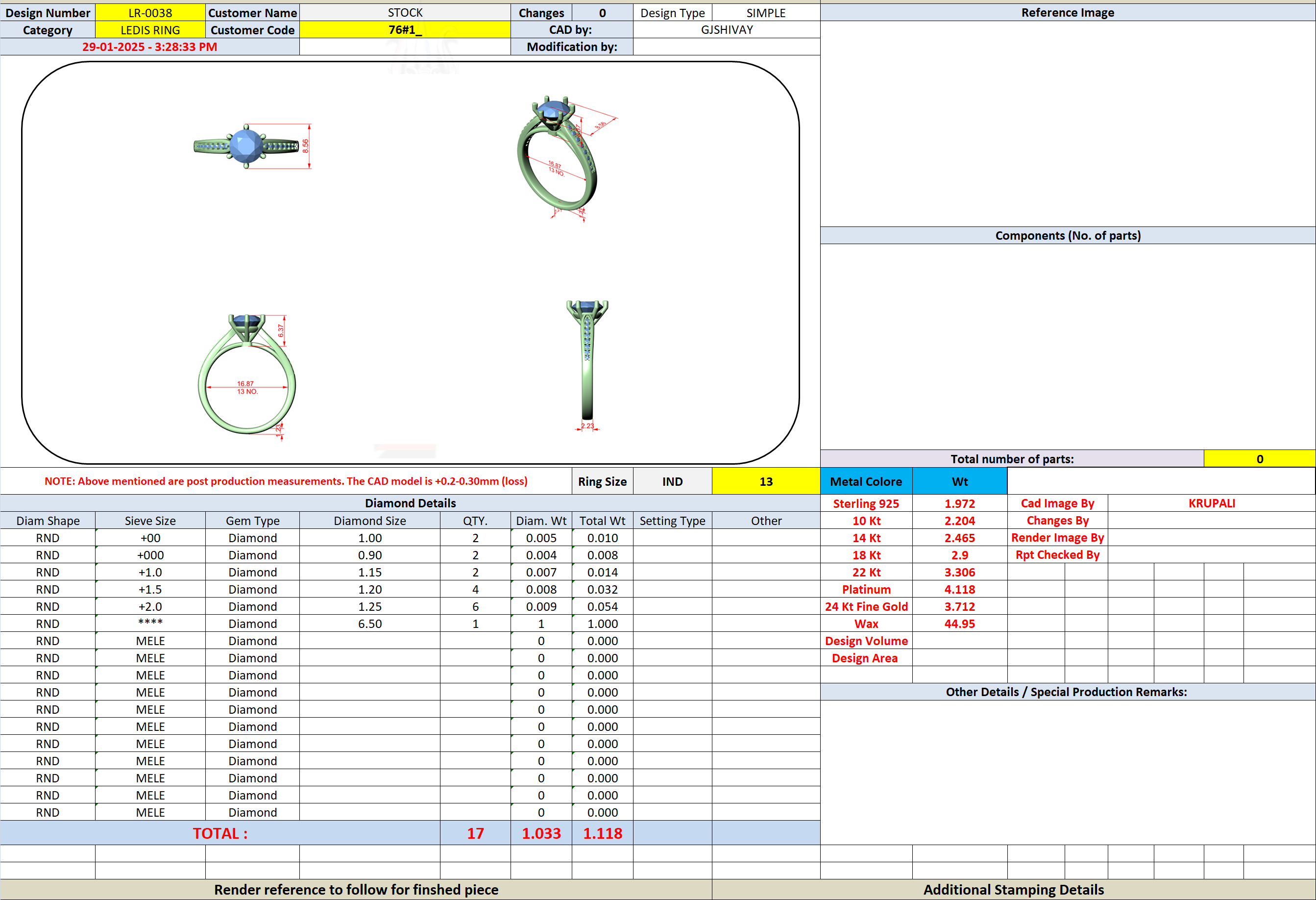 CAD file screenshot — Round Six-Prong Pave Shoulder Ring