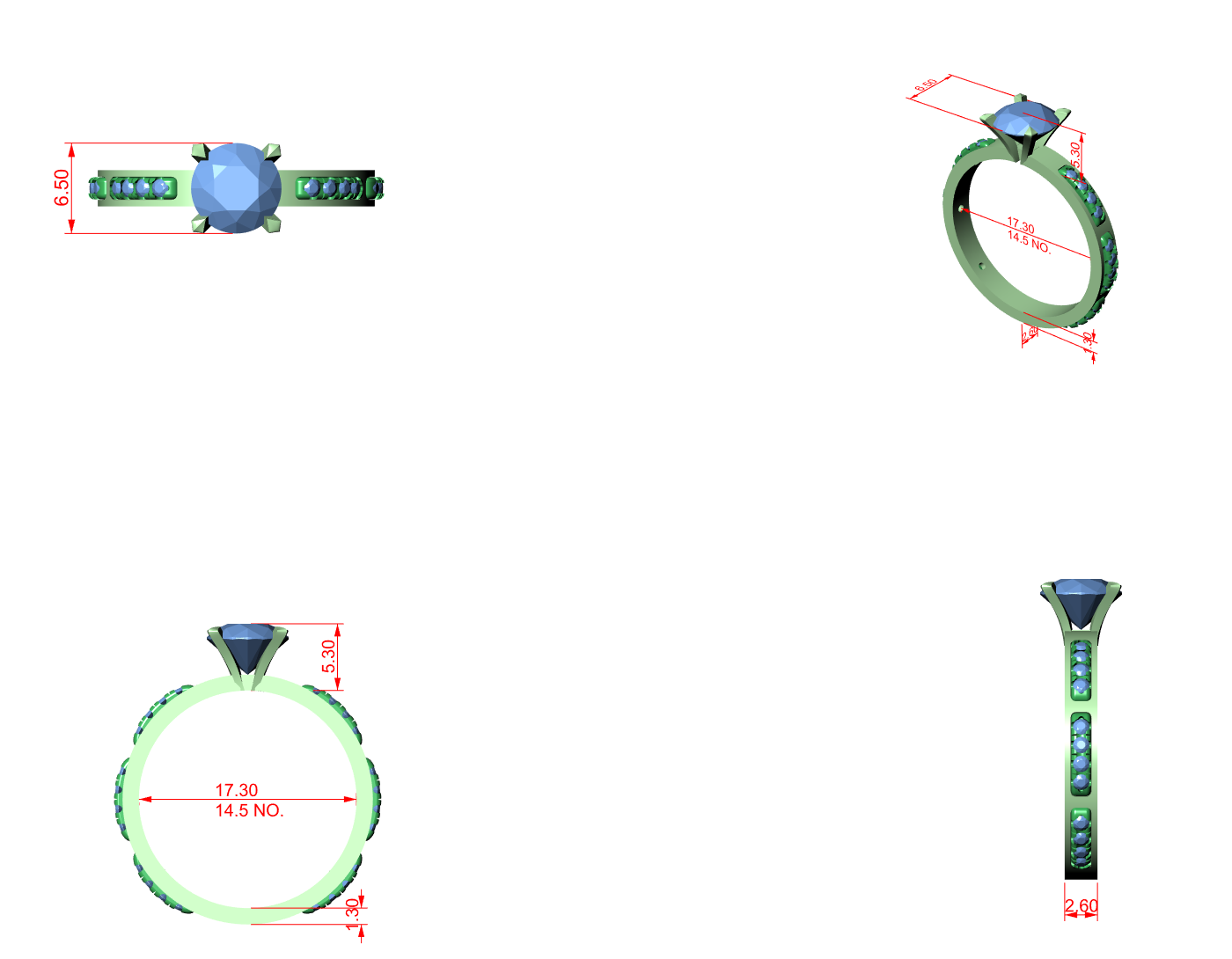 CAD file screenshot — Round Pave Station-Band Solitaire Ring