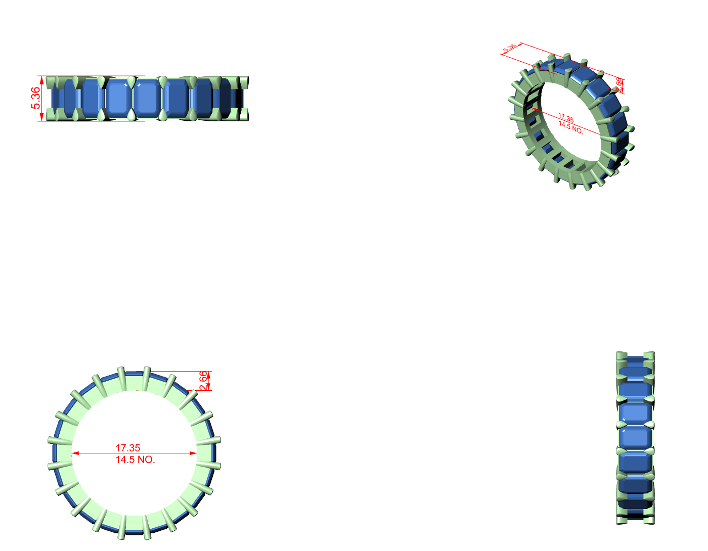 CAD file screenshot — Emerald Cut Full Eternity Band