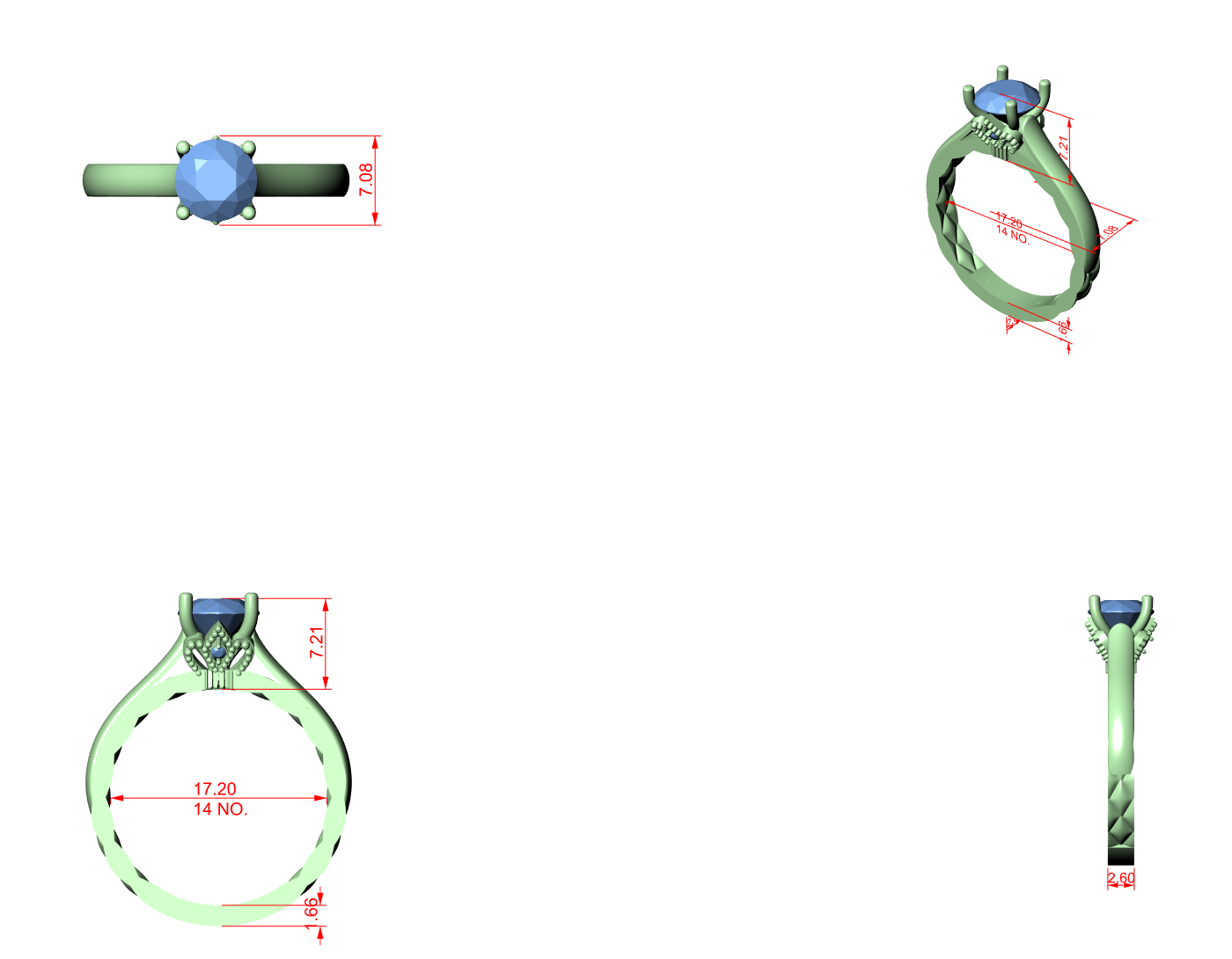 CAD file screenshot — Round Solitaire Faceted-Twig Band Ring