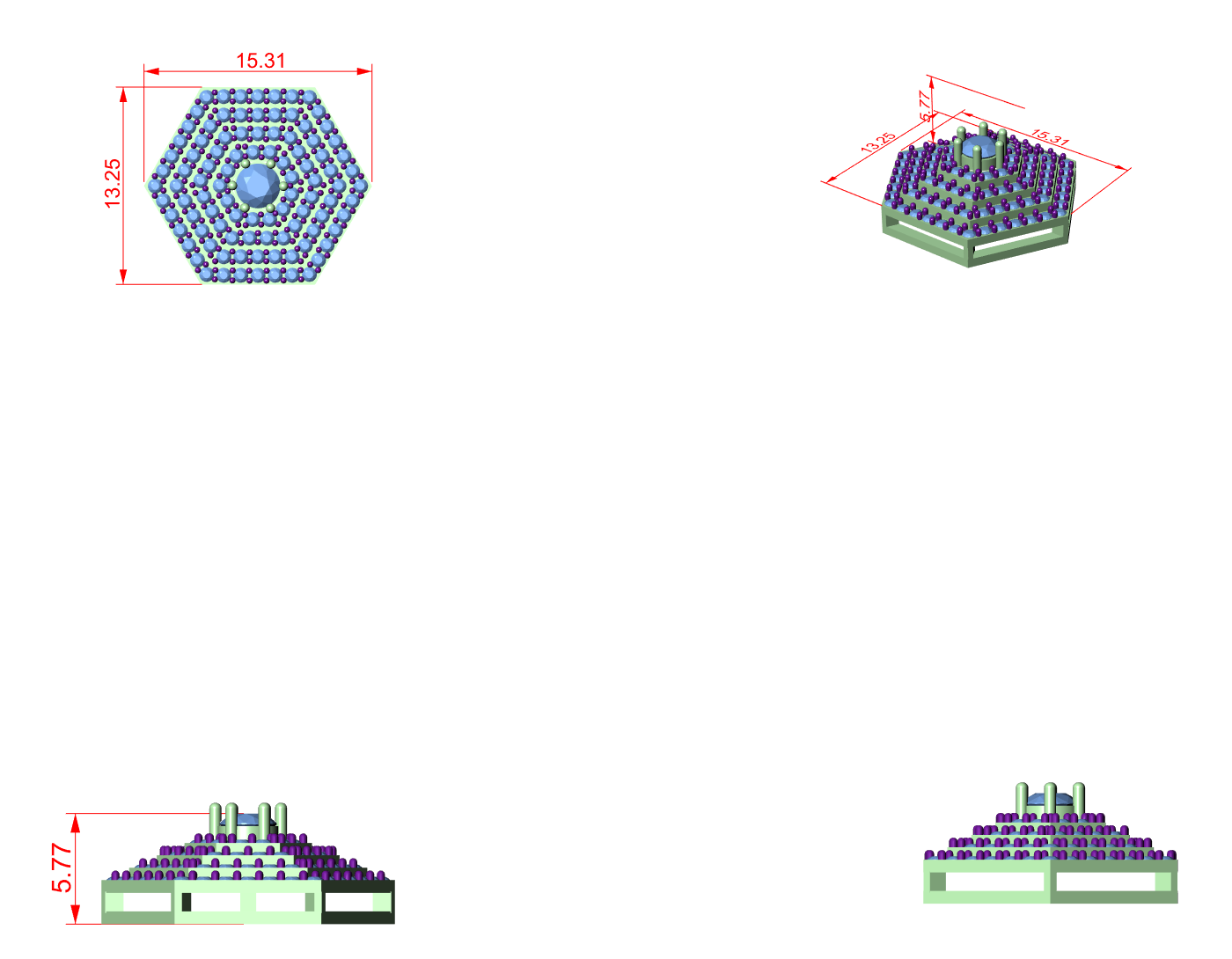 CAD file screenshot — Concentric Hexagon Pave Cluster Pendant