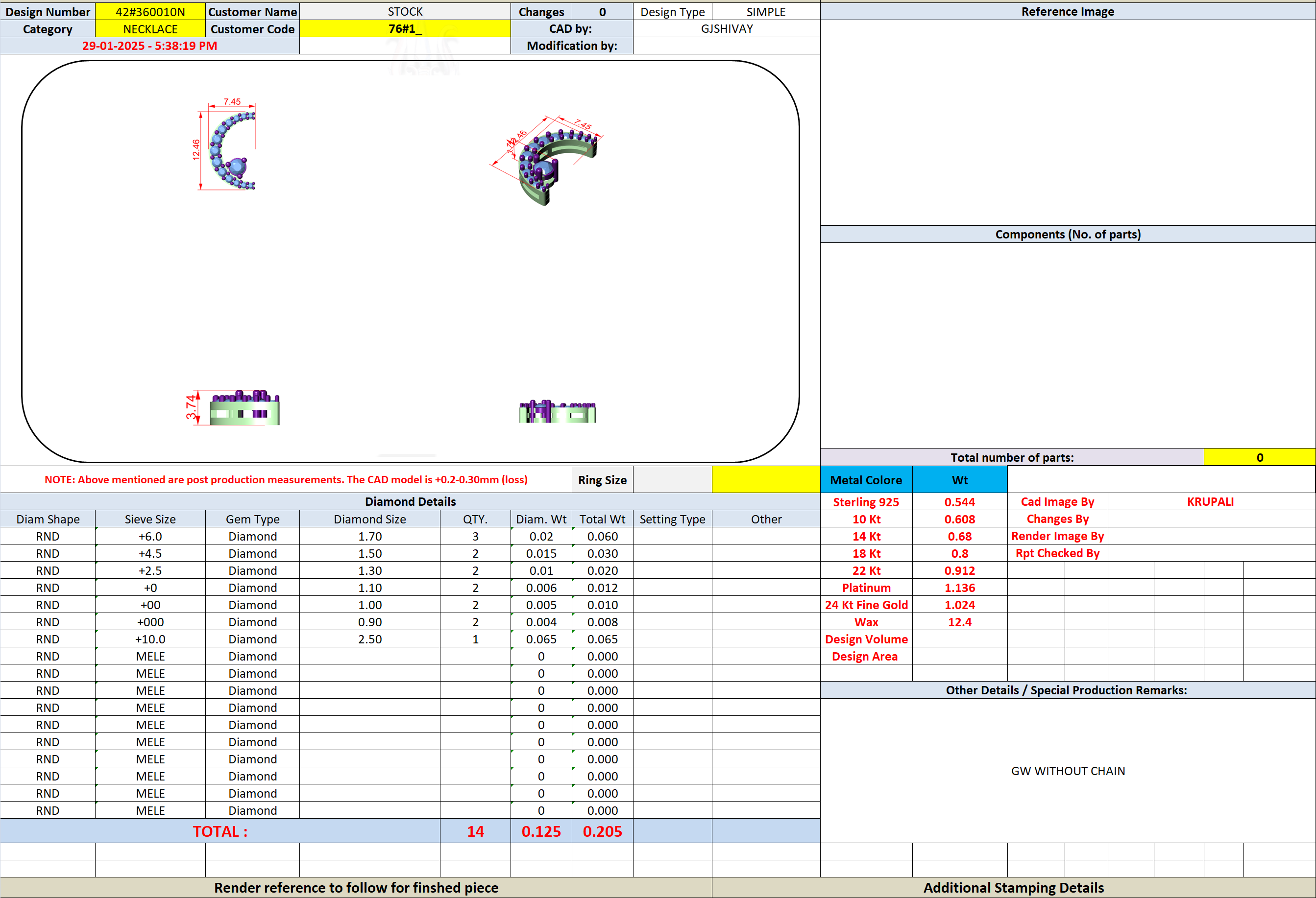 CAD file screenshot — Pave Crescent Moon Pendant