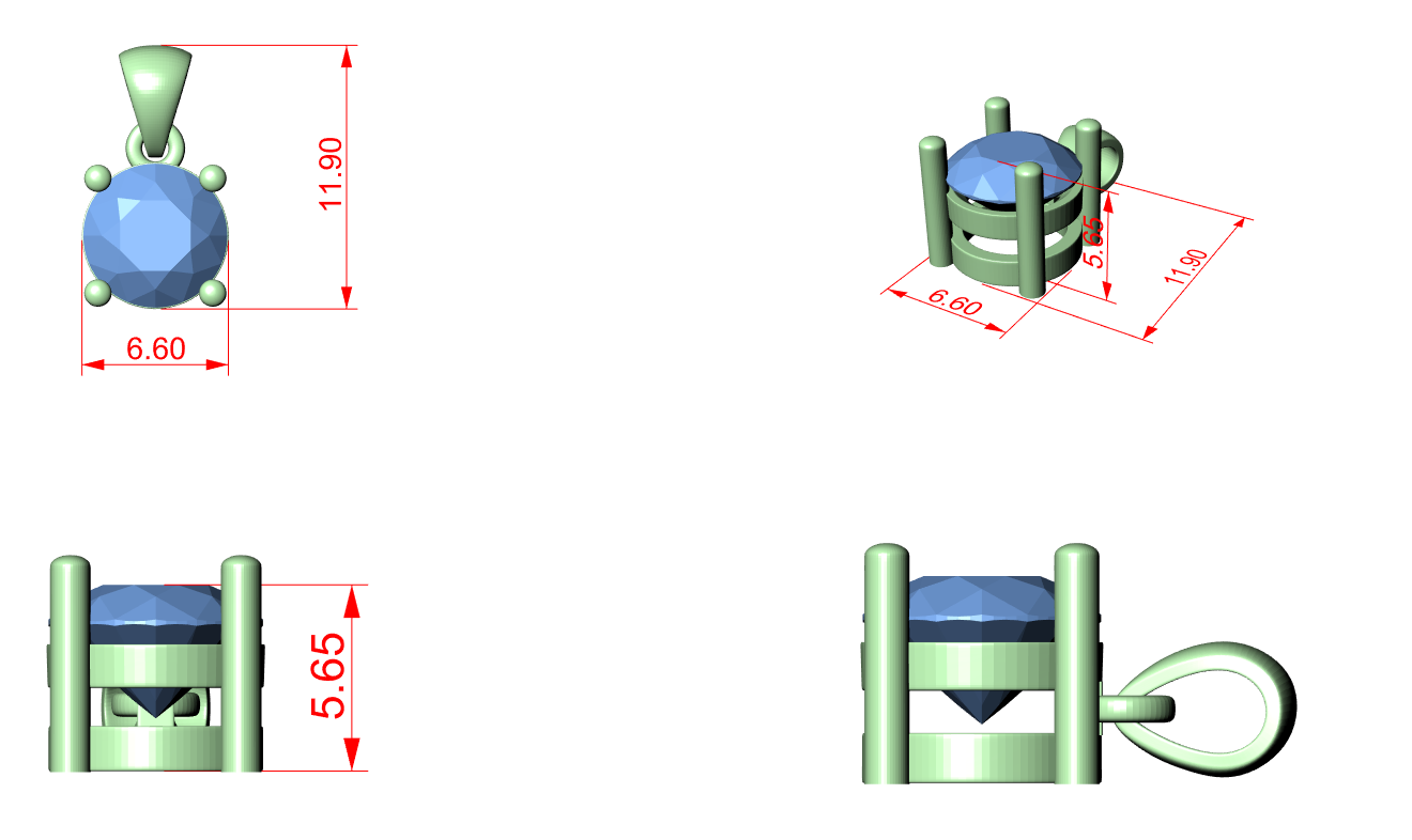 CAD file screenshot — Classic Round Four-Prong Solitaire Pendant