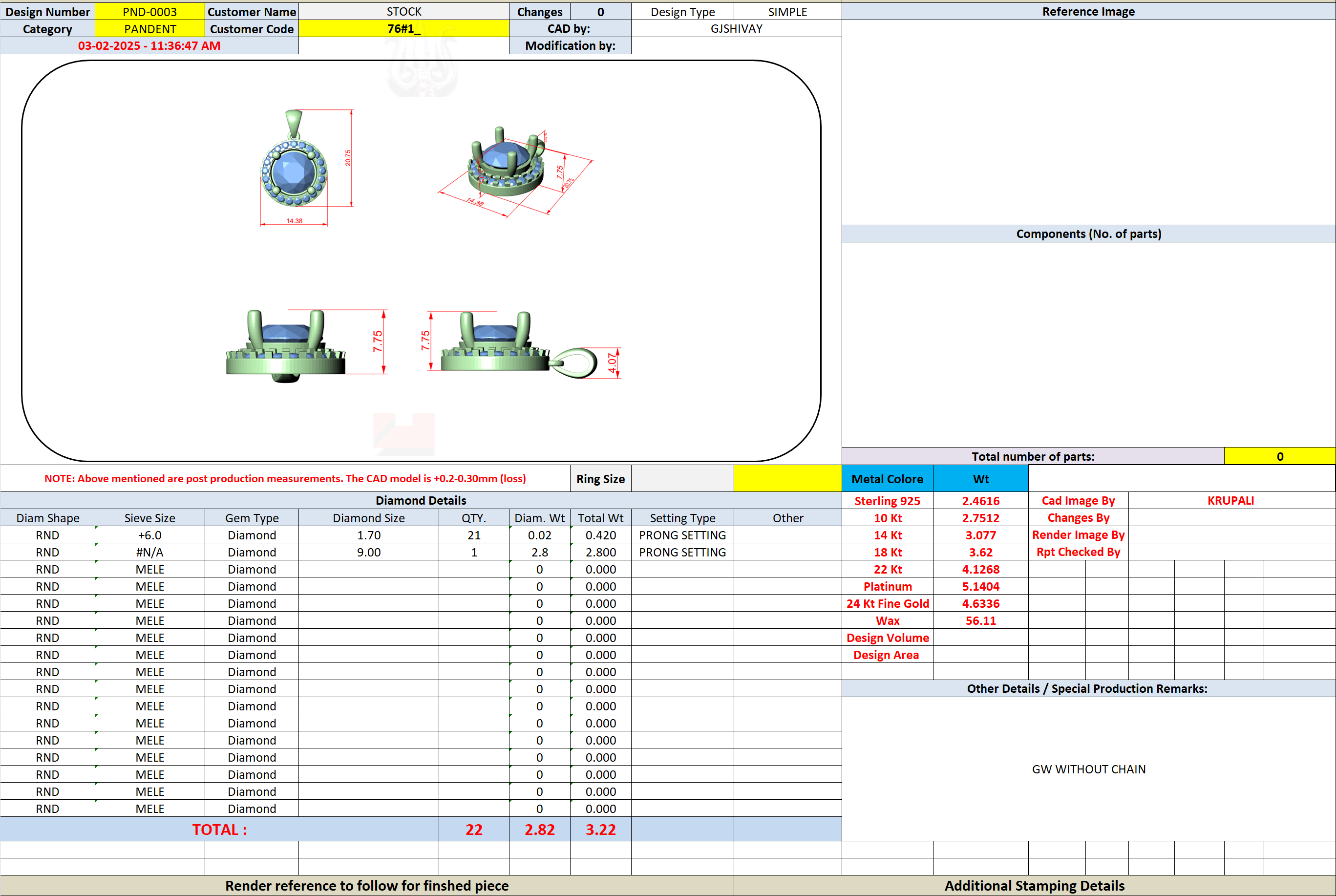 CAD file screenshot — Round Brilliant Halo Pendant in Rose Gold