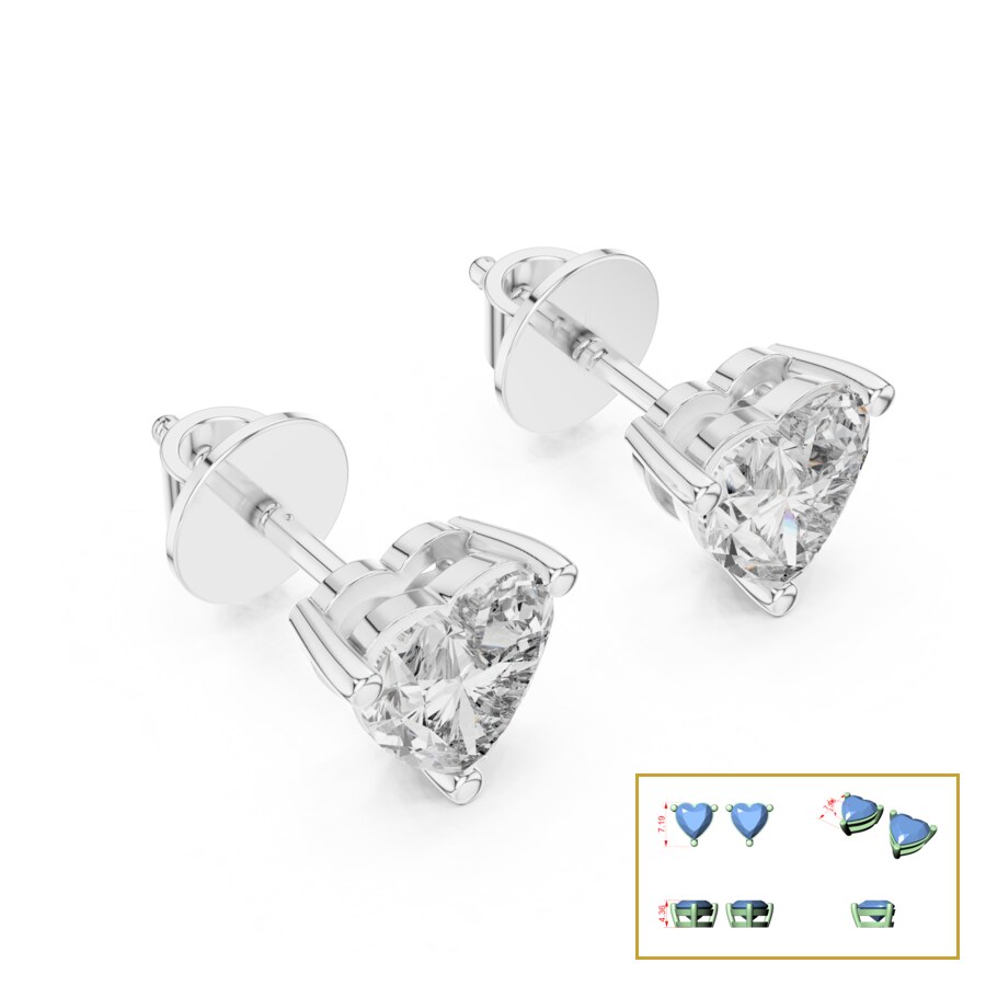 Heart Solitaire Stud Earrings
