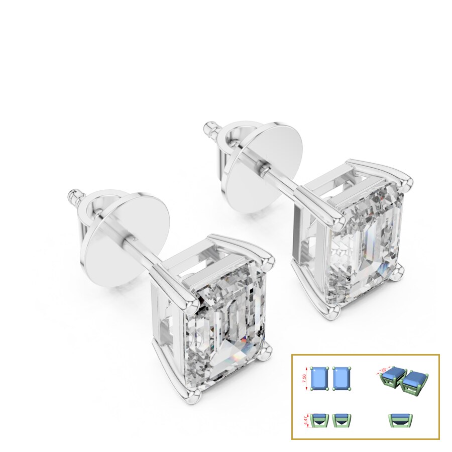 Emerald-Cut Solitaire Stud Earrings