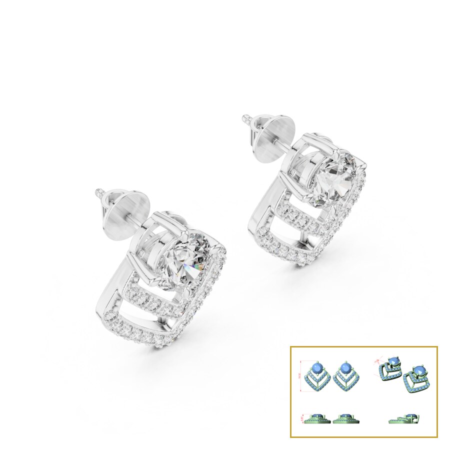 Deco Split-Bar Pave Stud Earrings