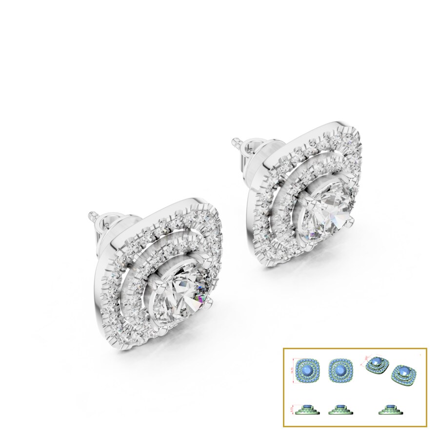 Double Halo Cushion-Frame Stud Earrings