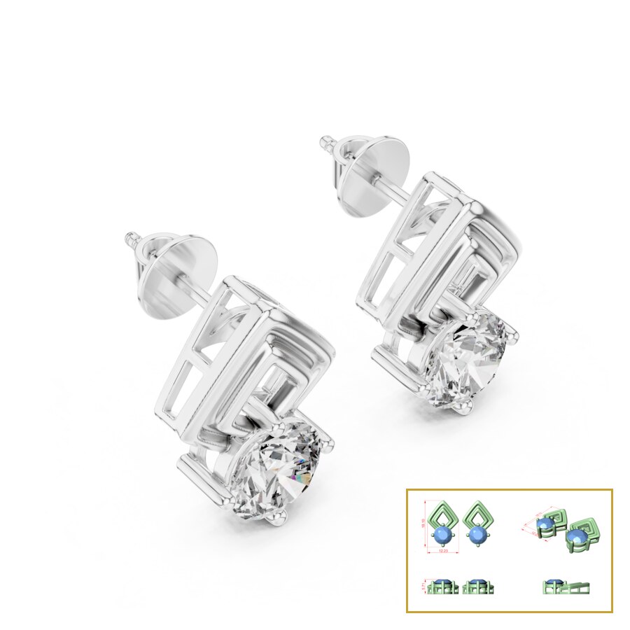 Greek-Key Gallery Round Stud Earrings