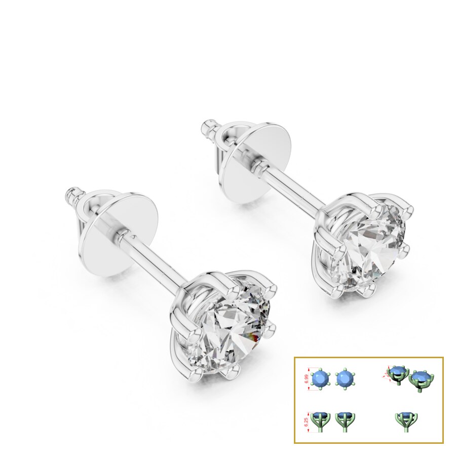 Six-Prong Round Solitaire Stud Earrings