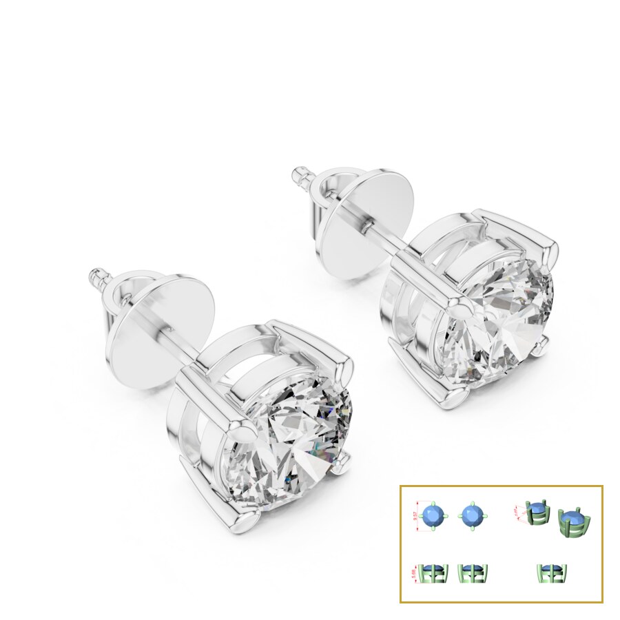 Classic Four-Prong Round Solitaire Stud Earrings