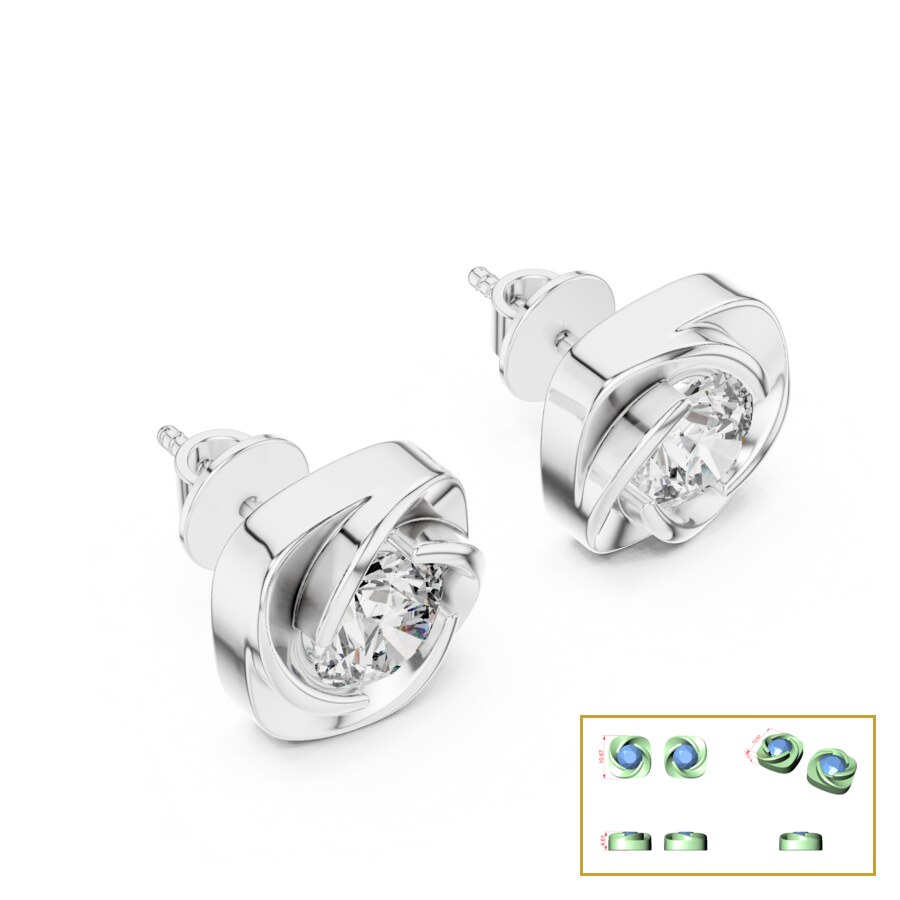 Rosebud Swirl Stud Earrings