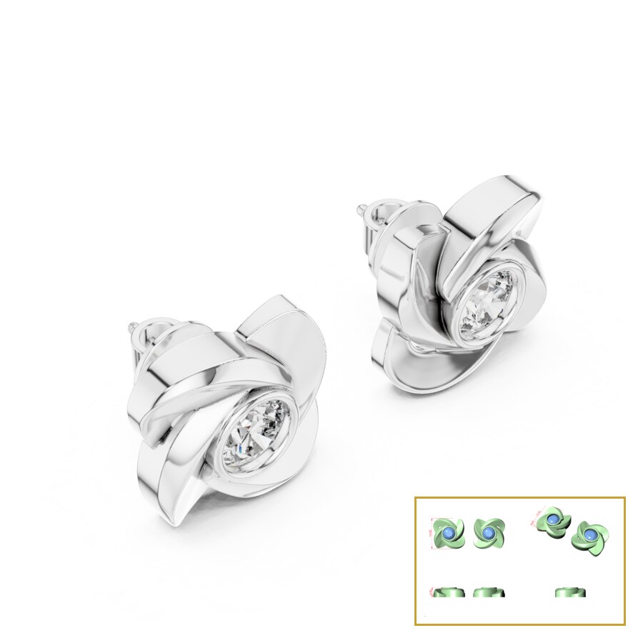 Blooming Petal Bezel Stud Earrings