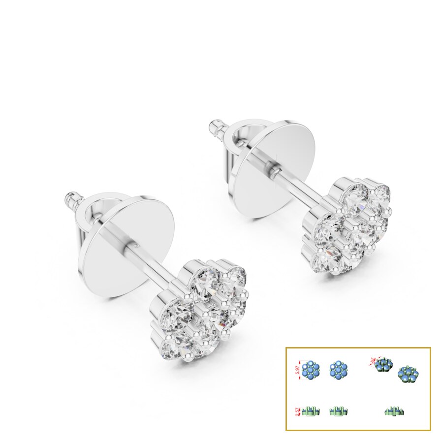 Seven-Stone Floral Cluster Earrings